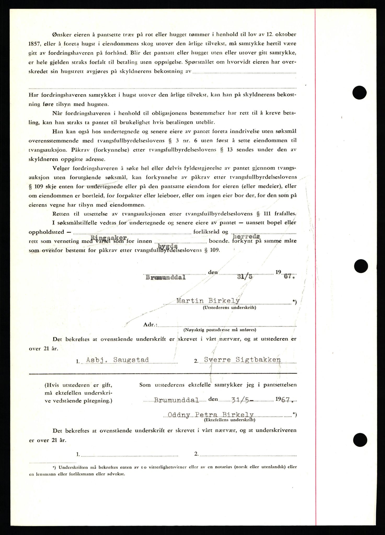 Nord-Hedmark sorenskriveri, SAH/TING-012/H/Hb/Hbf/L0071: Mortgage book no. B71, 1967-1967, Diary no: : 2429/1967