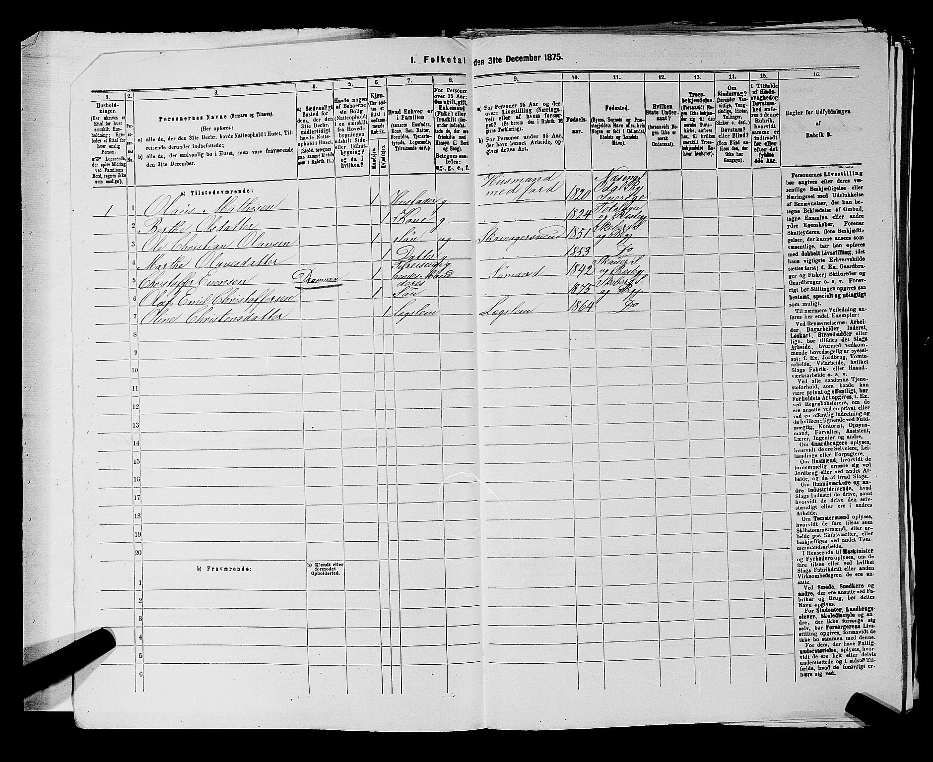 RA, 1875 census for 0115P Skjeberg, 1875, p. 850