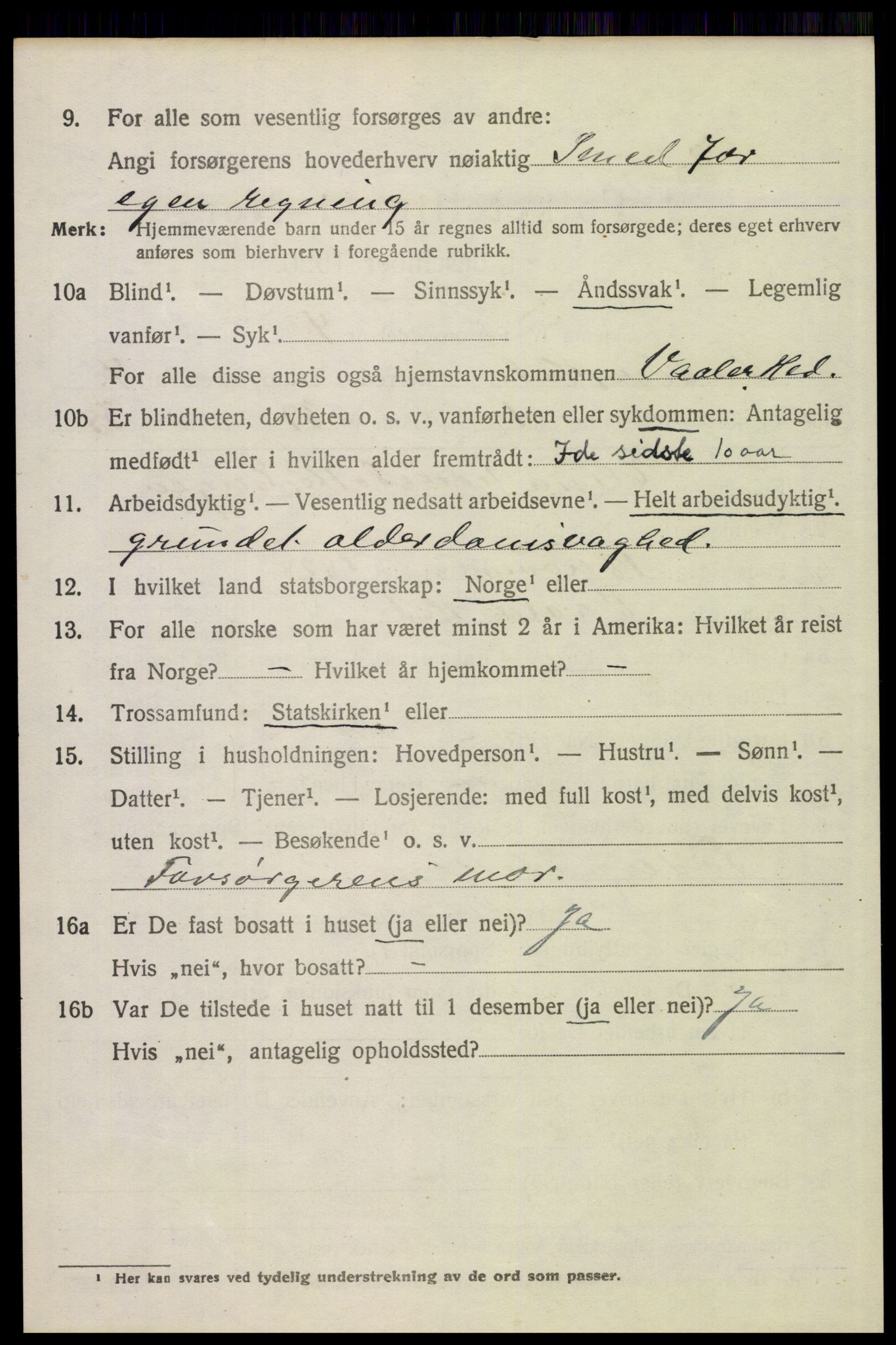 SAH, 1920 census for Våler (Hedmark), 1920, p. 4450