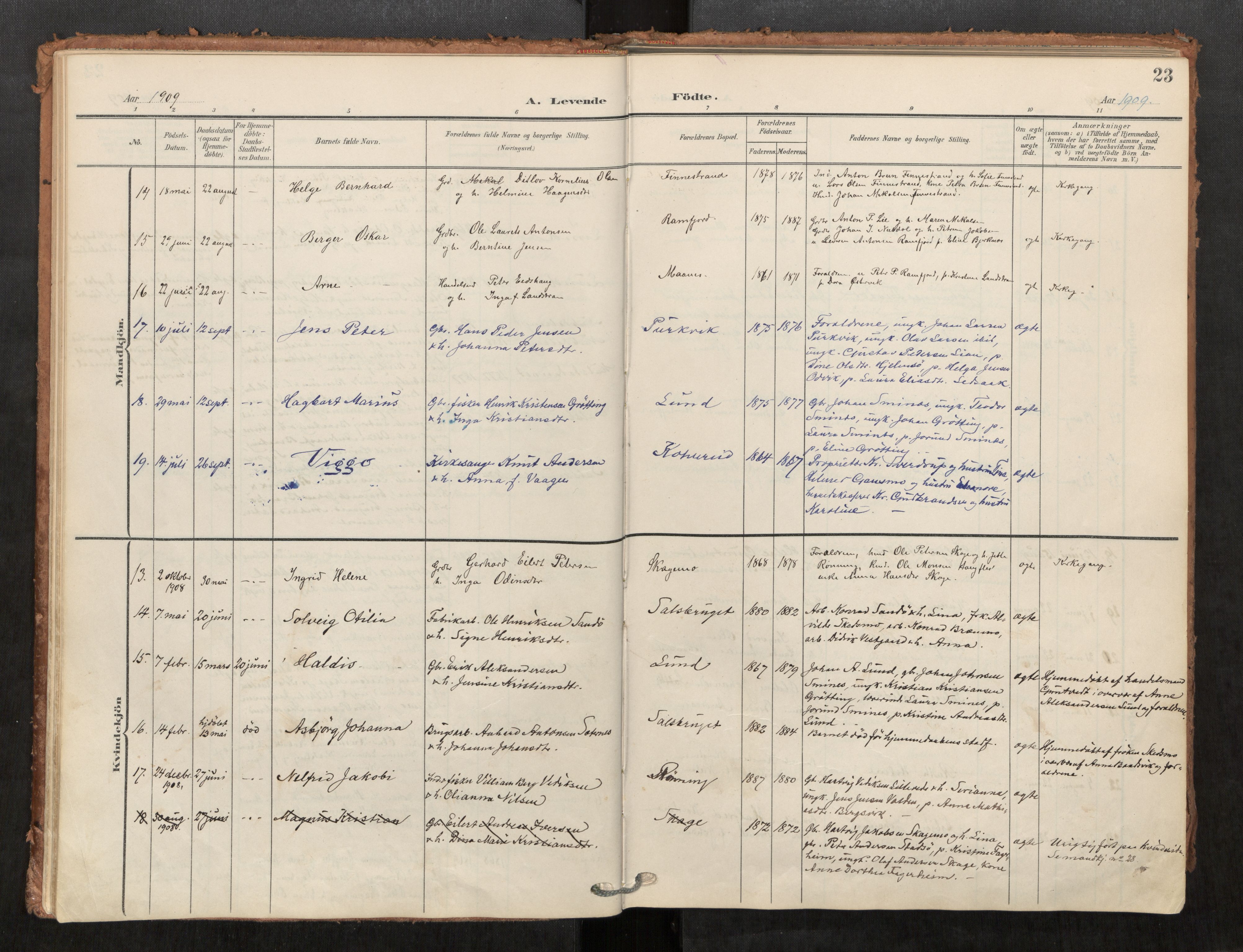 Kolvereid sokneprestkontor, AV/SAT-A-1171/H/Ha/Haa/L0001: Parish register (official) no. 1, 1903-1922, p. 23