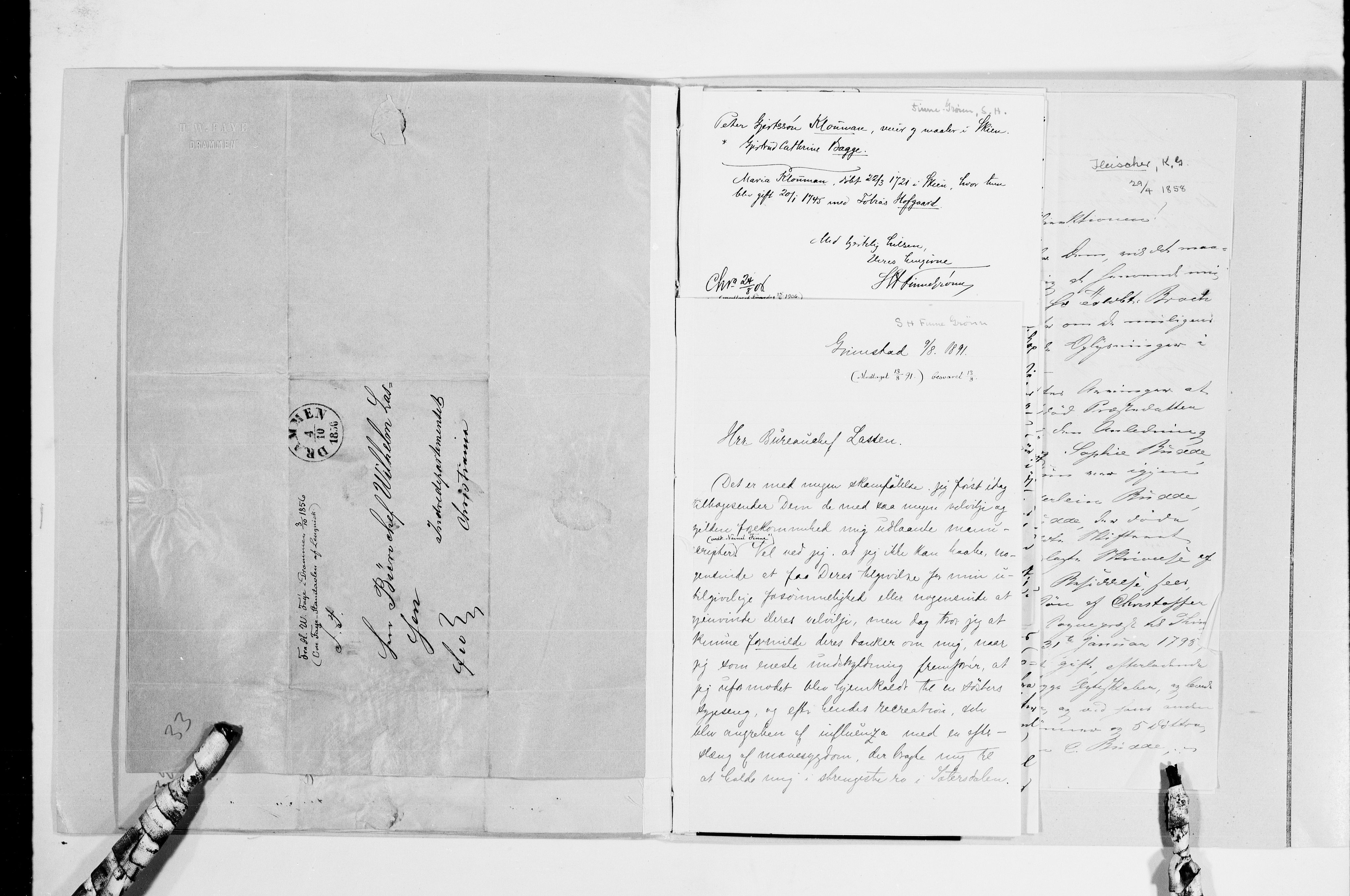 Lassens samlinger, AV/RA-PA-0051/G/L0097: Alfabetisk ordnede brev til Wilhelm Lassen: Fabritius - Grønvold, 1815-1907, p. 39