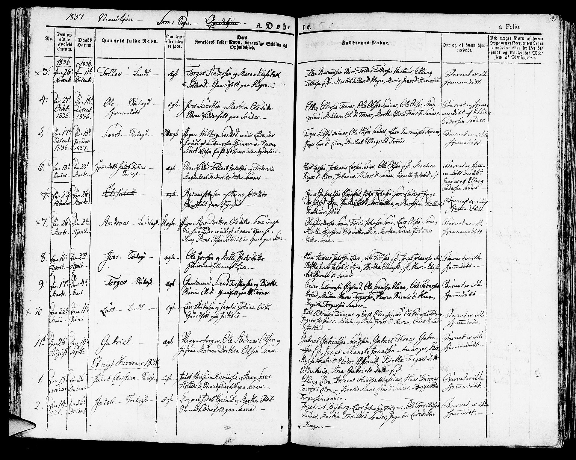 Høyland sokneprestkontor, AV/SAST-A-101799/001/30BA/L0007: Parish register (official) no. A 7 /2, 1825-1841, p. 90