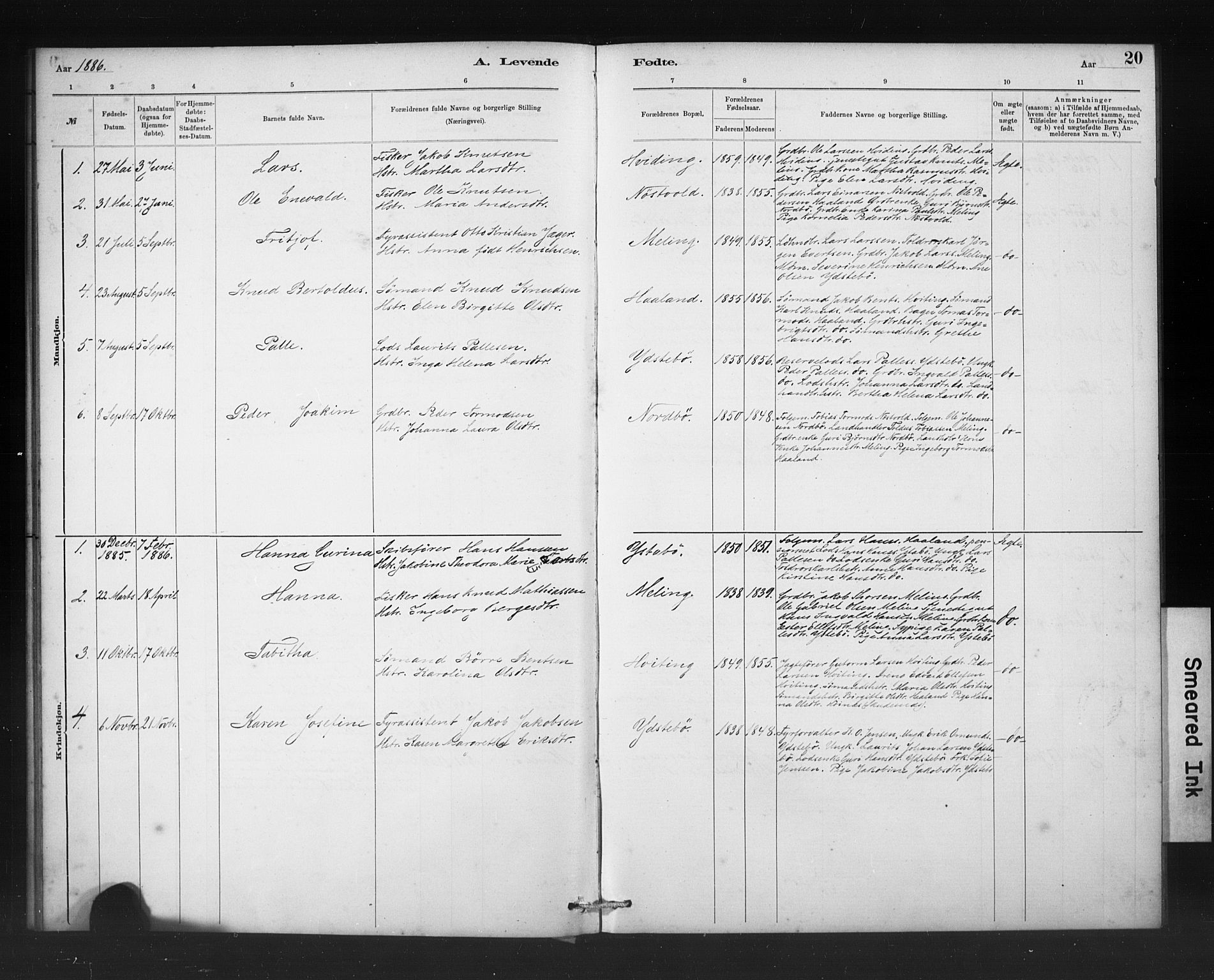 Rennesøy sokneprestkontor, SAST/A -101827/H/Ha/Haa/L0011: Parish register (official) no. A 11, 1878-1887, p. 20