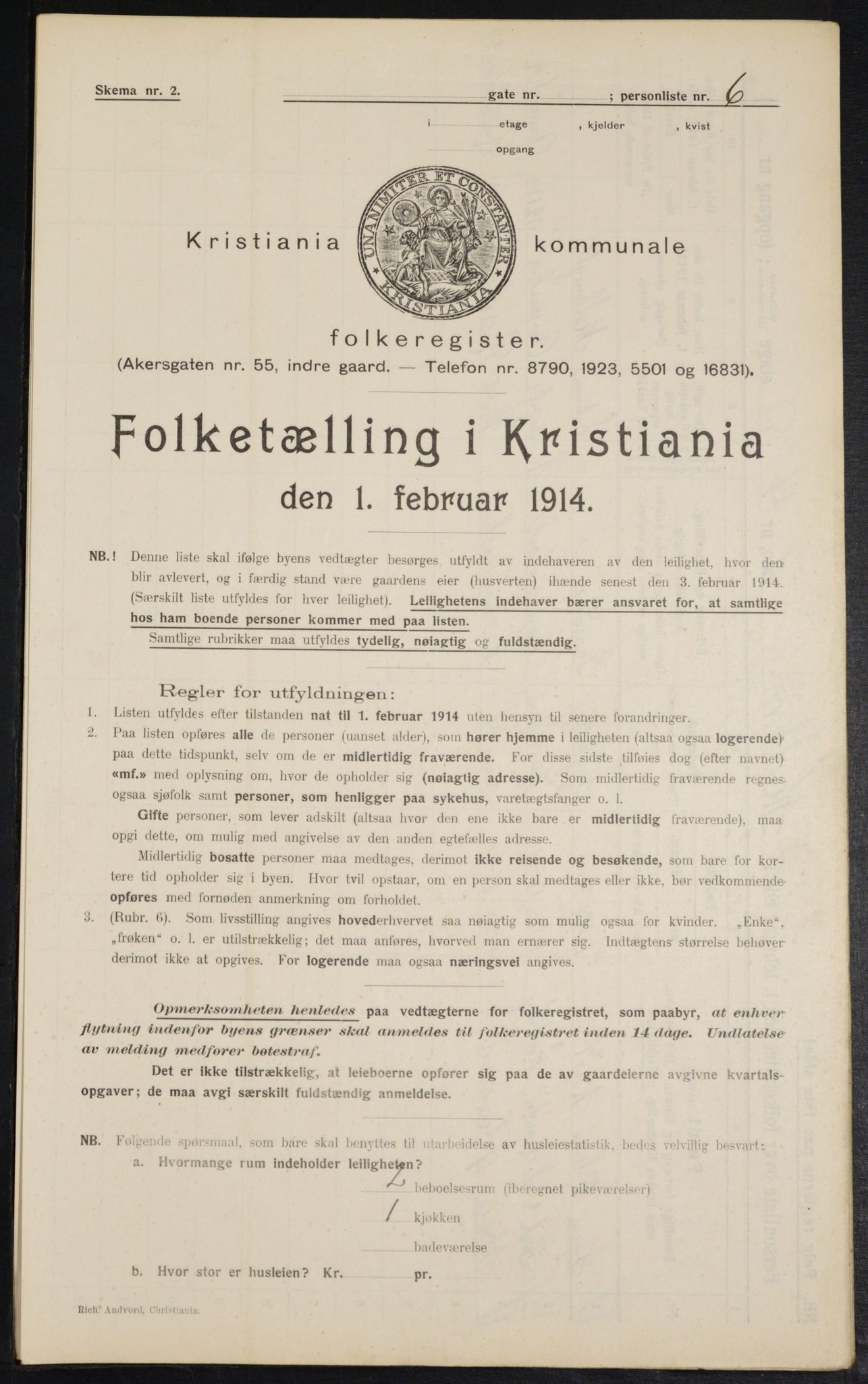 OBA, Municipal Census 1914 for Kristiania, 1914, p. 65007