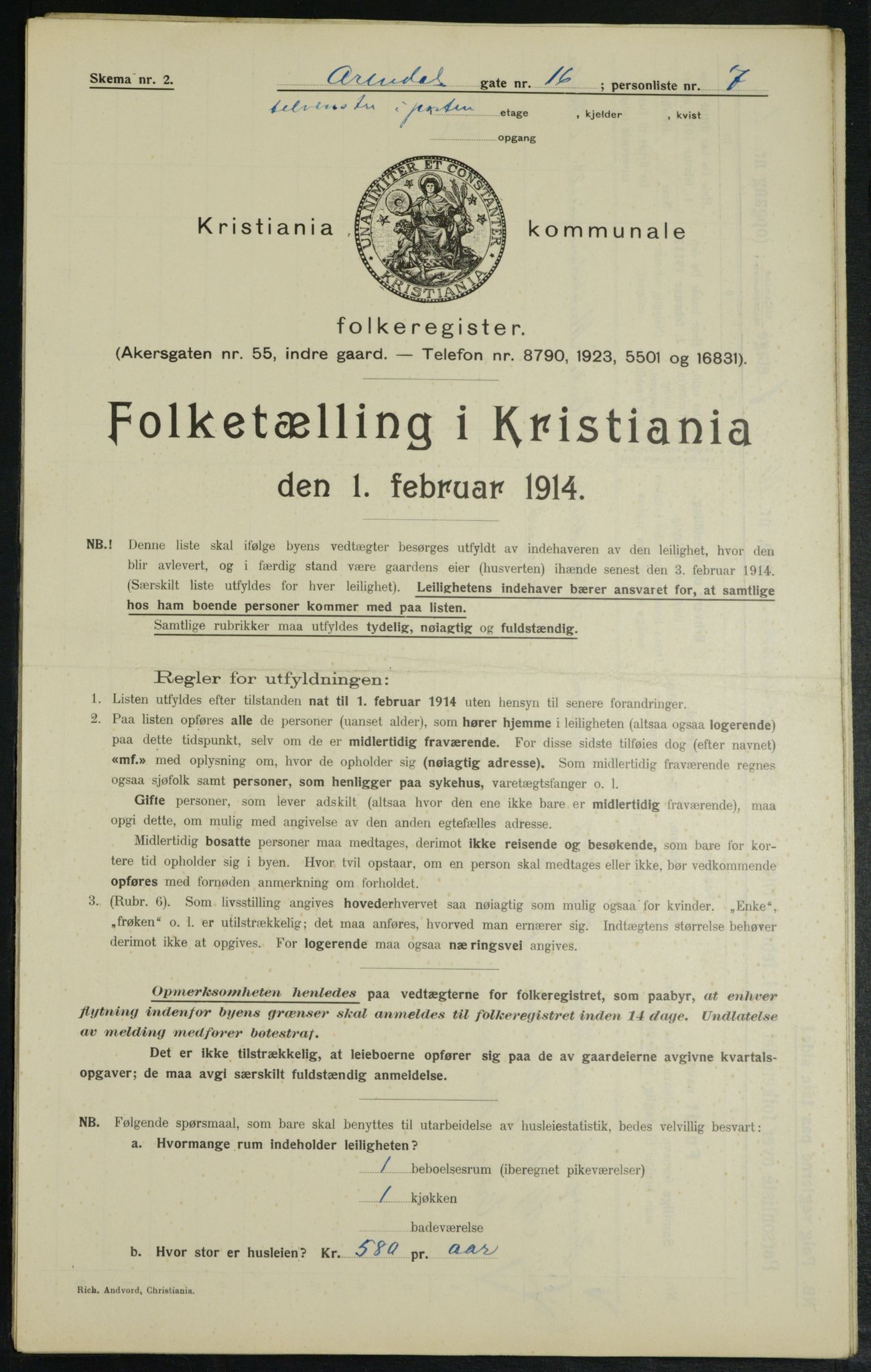 OBA, Municipal Census 1914 for Kristiania, 1914, p. 1983