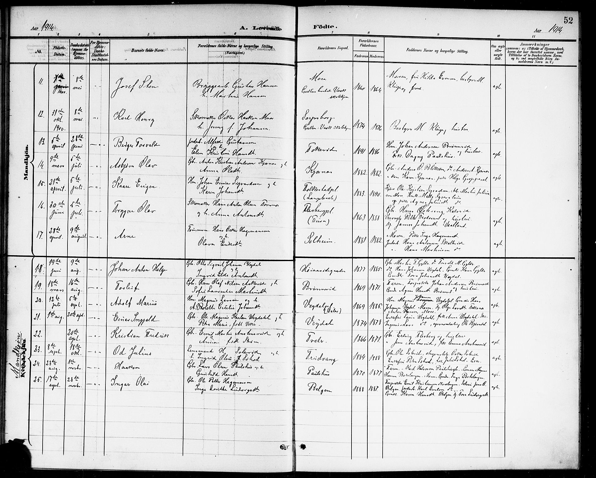 Våler prestekontor Kirkebøker, SAO/A-11083/G/Ga/L0004: Parish register (copy) no. I 4, 1901-1914, p. 52