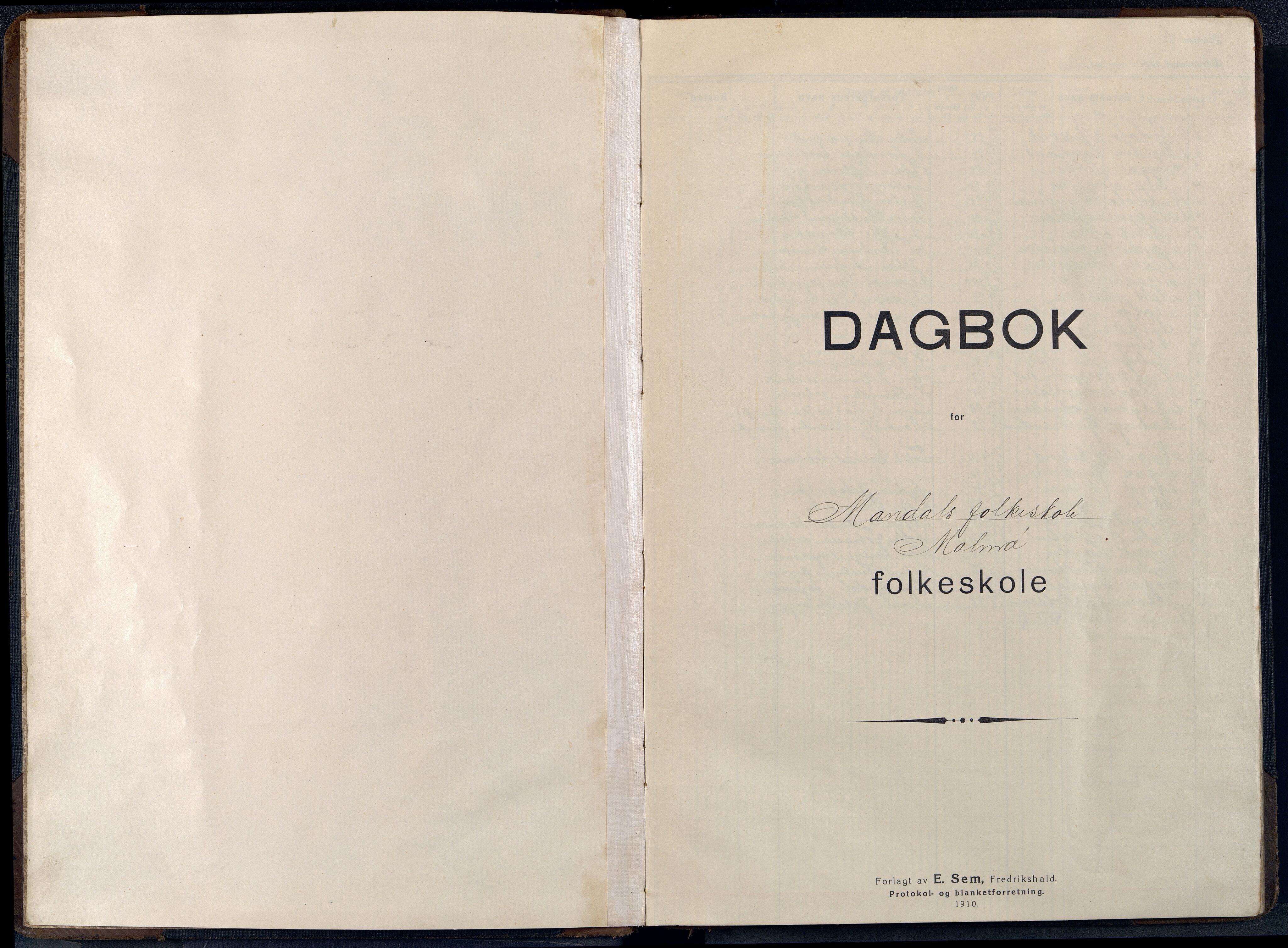 Mandal By - Mandal Allmueskole/Folkeskole/Skole, ARKSOR/1002MG551/I/L0048: Dagbok, 1910-1917