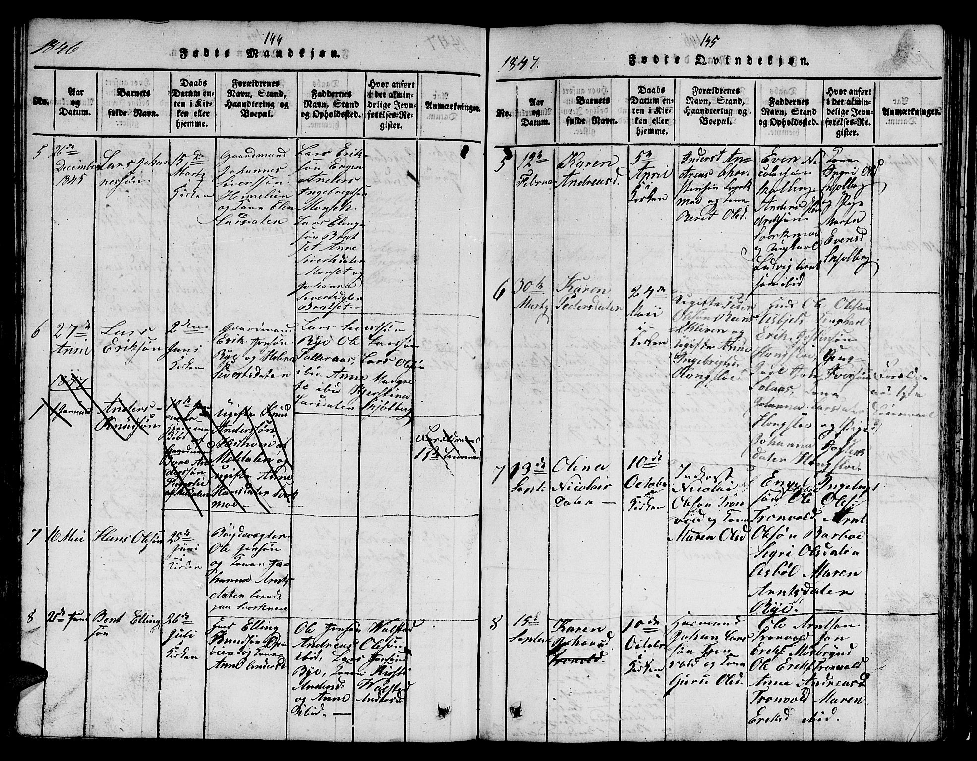 Ministerialprotokoller, klokkerbøker og fødselsregistre - Sør-Trøndelag, AV/SAT-A-1456/671/L0842: Parish register (copy) no. 671C01, 1816-1867, p. 144-145