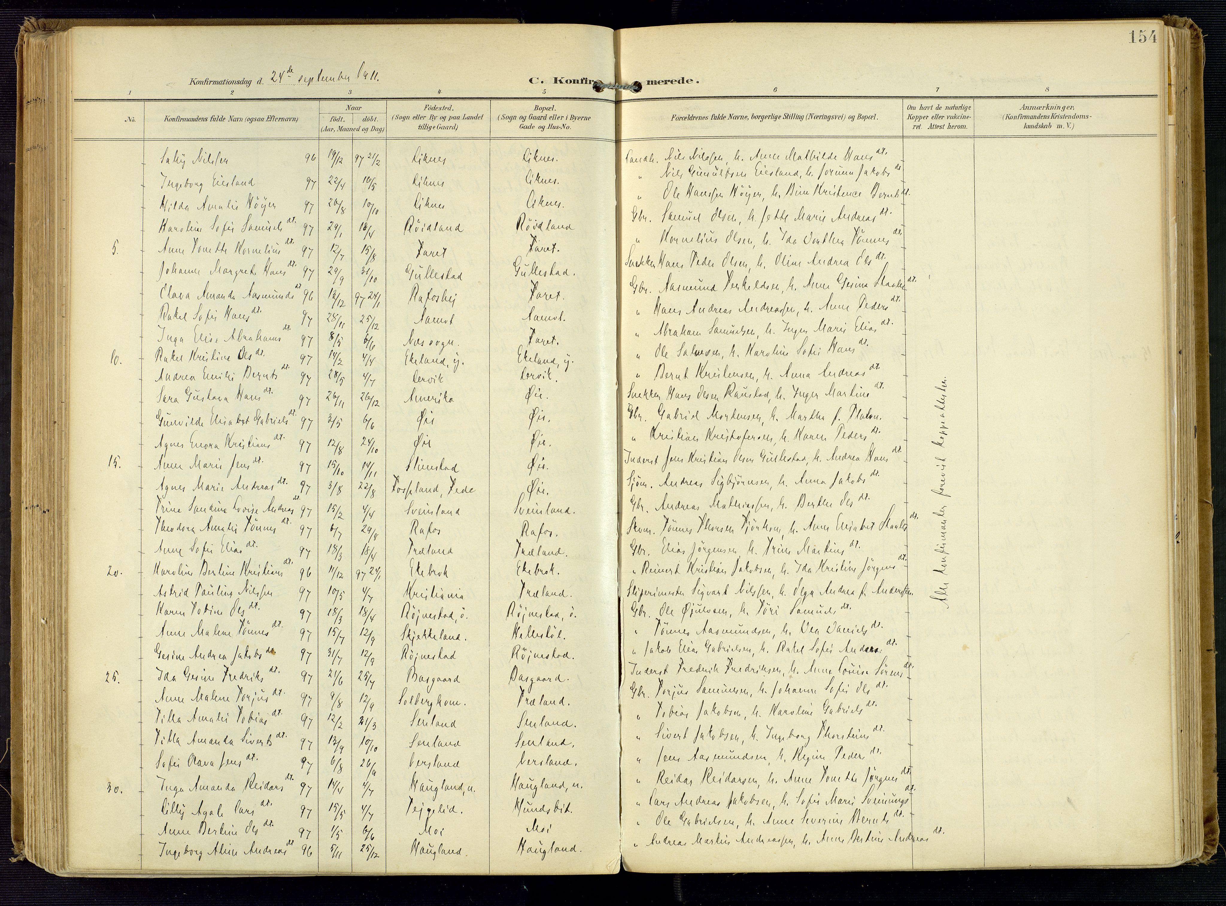 Kvinesdal sokneprestkontor, AV/SAK-1111-0026/F/Fa/Fab/L0009: Parish register (official) no. A 9, 1898-1915, p. 154