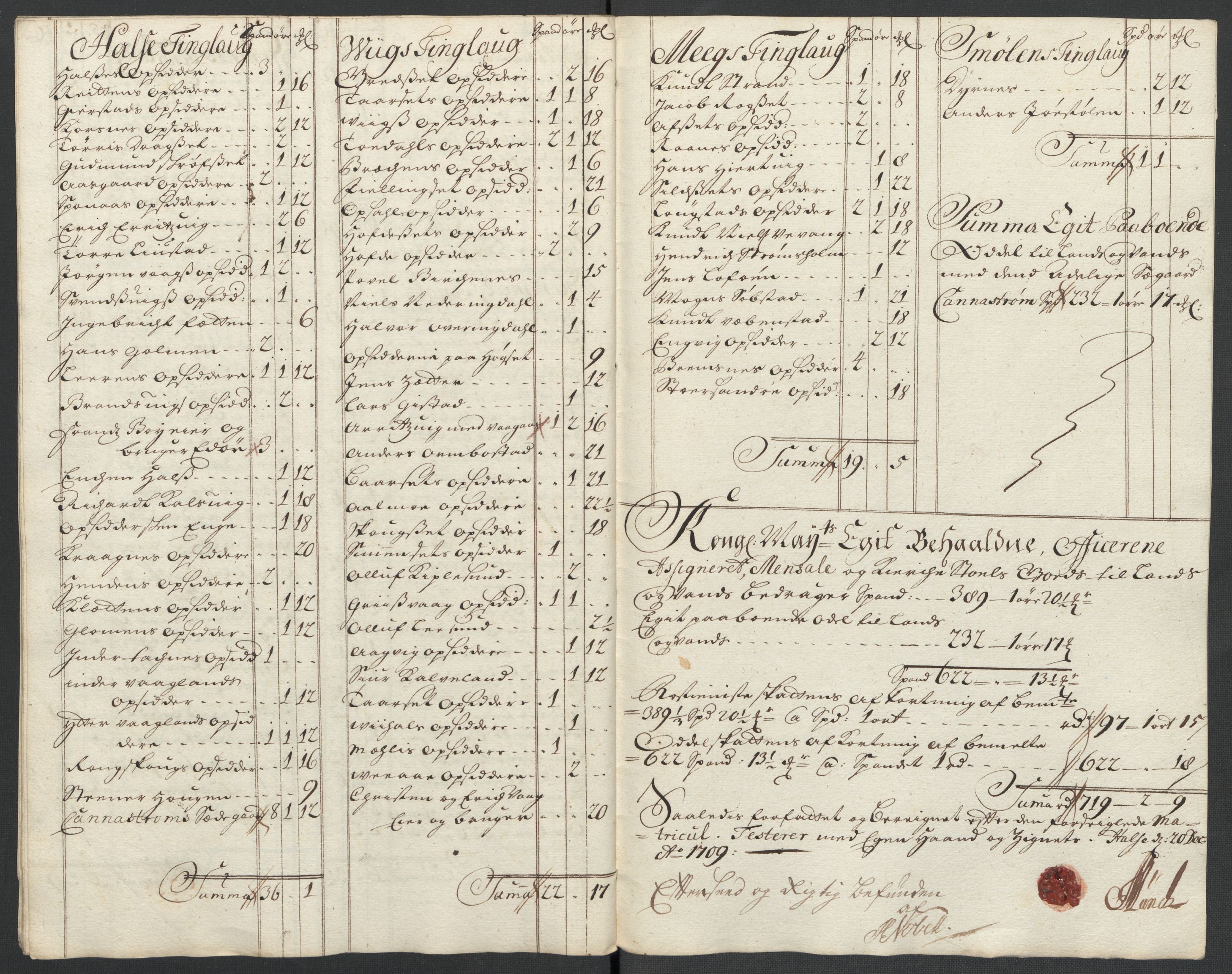 Rentekammeret inntil 1814, Reviderte regnskaper, Fogderegnskap, RA/EA-4092/R56/L3744: Fogderegnskap Nordmøre, 1709-1710, p. 135