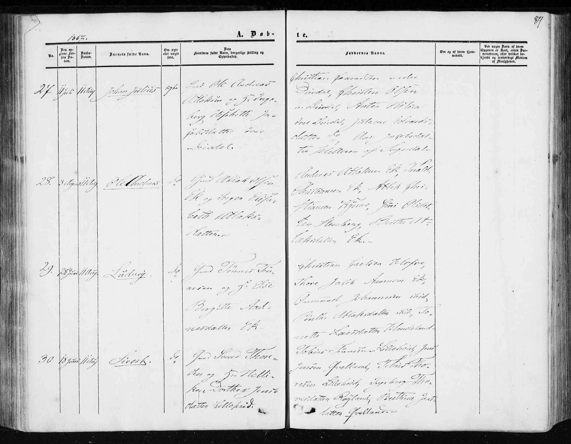 Lund sokneprestkontor, AV/SAST-A-101809/S06/L0009: Parish register (official) no. A 8, 1853-1877, p. 89