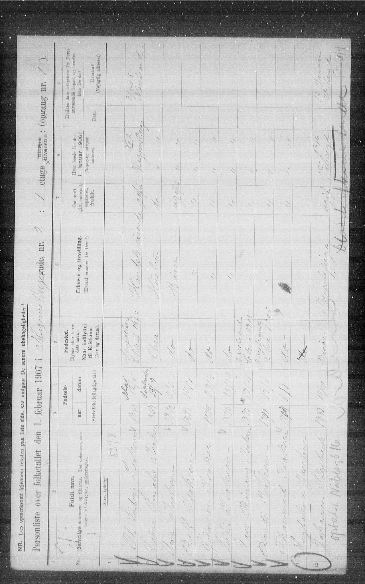 OBA, Municipal Census 1907 for Kristiania, 1907, p. 30161