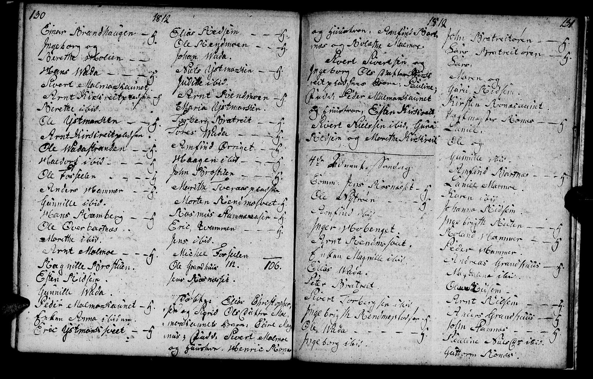 Ministerialprotokoller, klokkerbøker og fødselsregistre - Nord-Trøndelag, SAT/A-1458/745/L0432: Parish register (copy) no. 745C01, 1802-1814, p. 130-131
