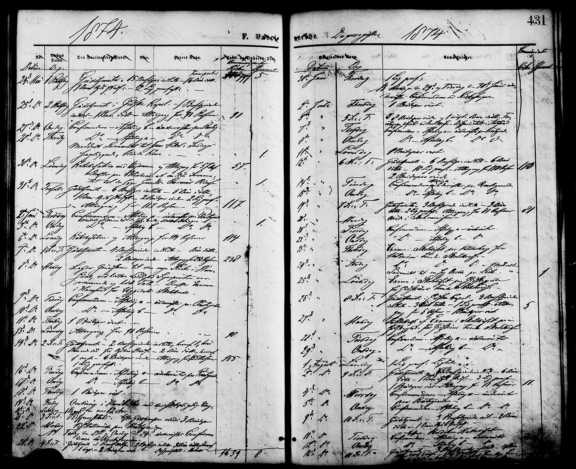 Ministerialprotokoller, klokkerbøker og fødselsregistre - Møre og Romsdal, AV/SAT-A-1454/528/L0399: Parish register (official) no. 528A10, 1864-1879, p. 431