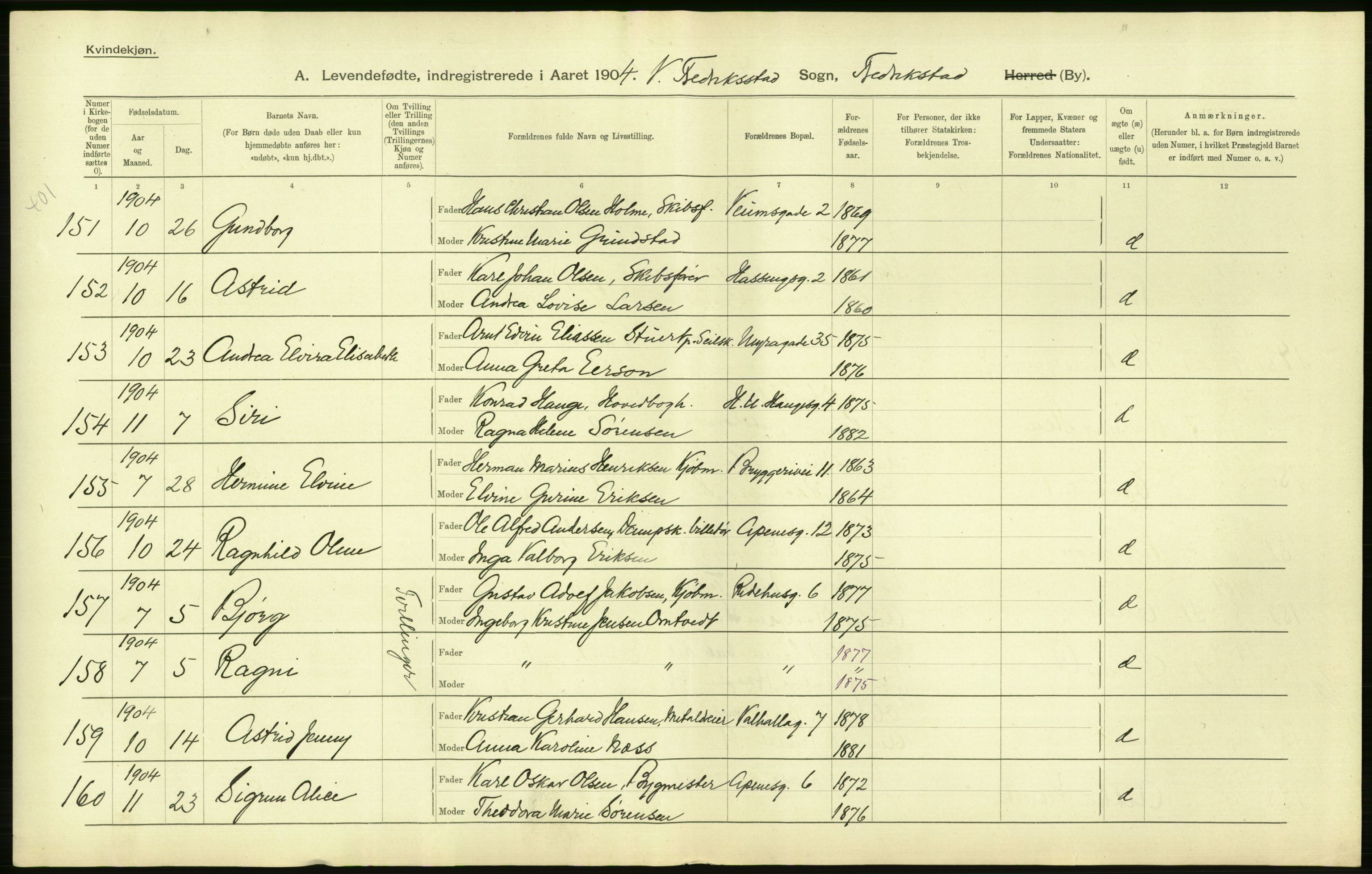 Statistisk sentralbyrå, Sosiodemografiske emner, Befolkning, AV/RA-S-2228/D/Df/Dfa/Dfab/L0001: Smålenenes amt: Fødte, gifte, døde, 1904, p. 24