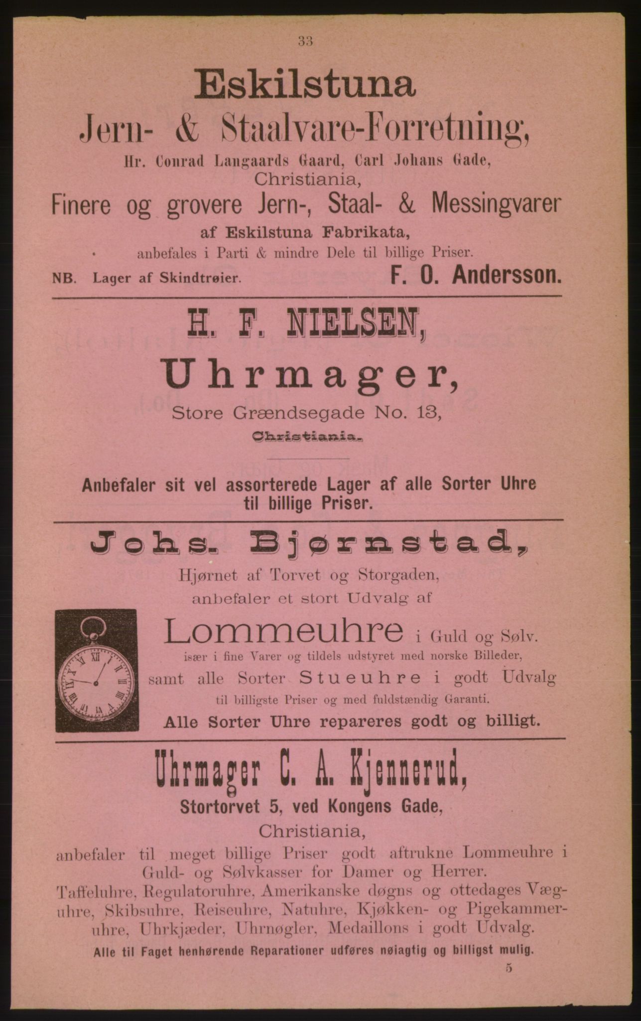 Kristiania/Oslo adressebok, PUBL/-, 1882, p. 33