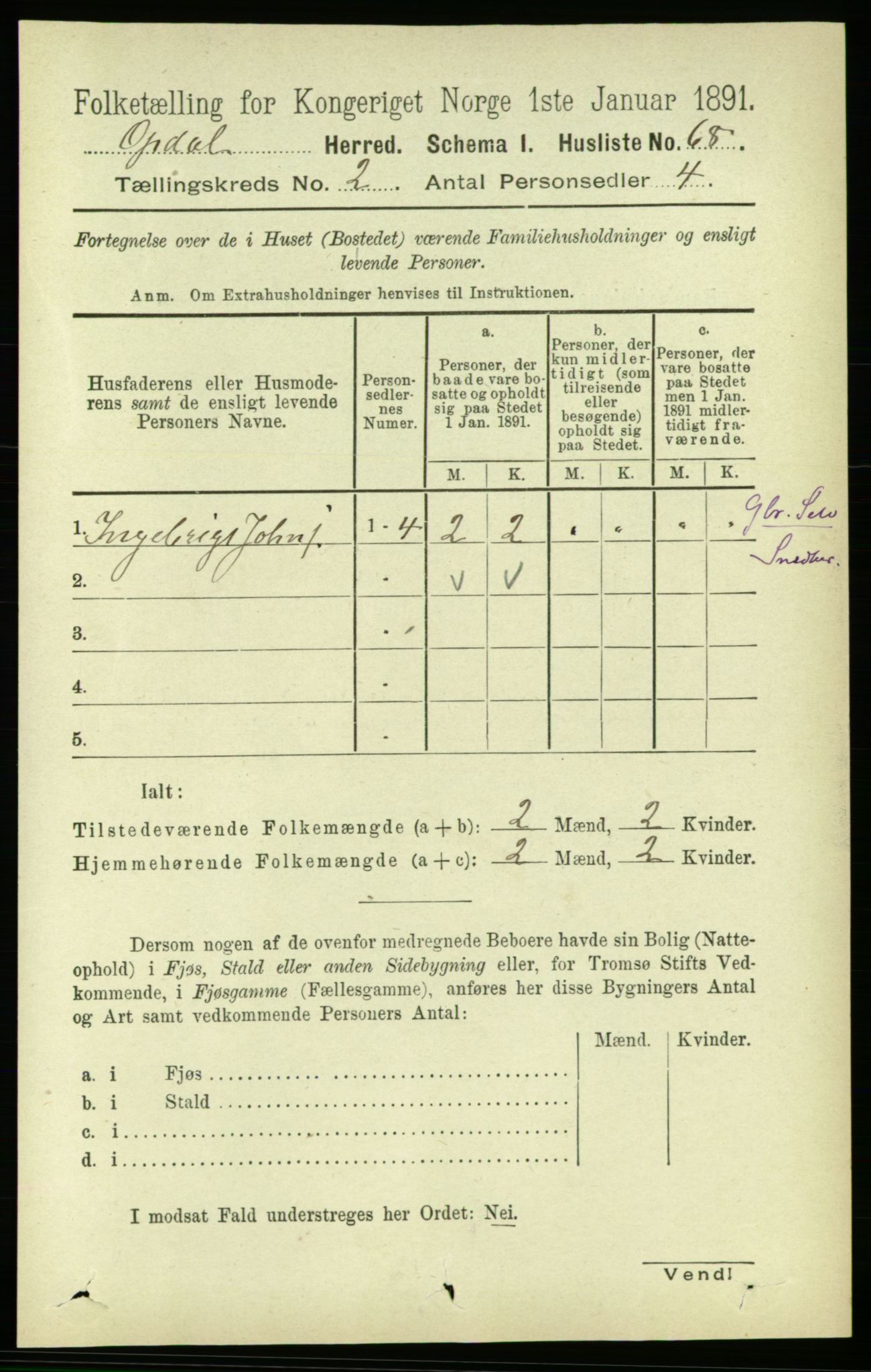 RA, 1891 census for 1634 Oppdal, 1891, p. 728