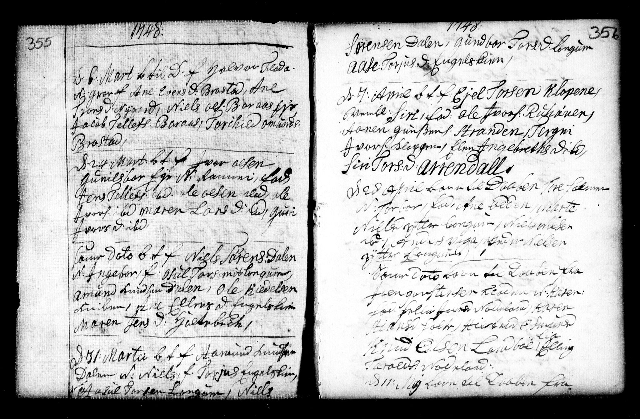 Holt sokneprestkontor, AV/SAK-1111-0021/F/Fa/L0002: Parish register (official) no. A 2, 1739-1753, p. 355-356