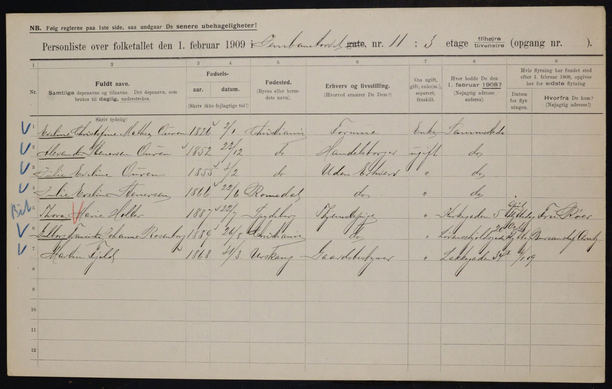 OBA, Municipal Census 1909 for Kristiania, 1909, p. 42894