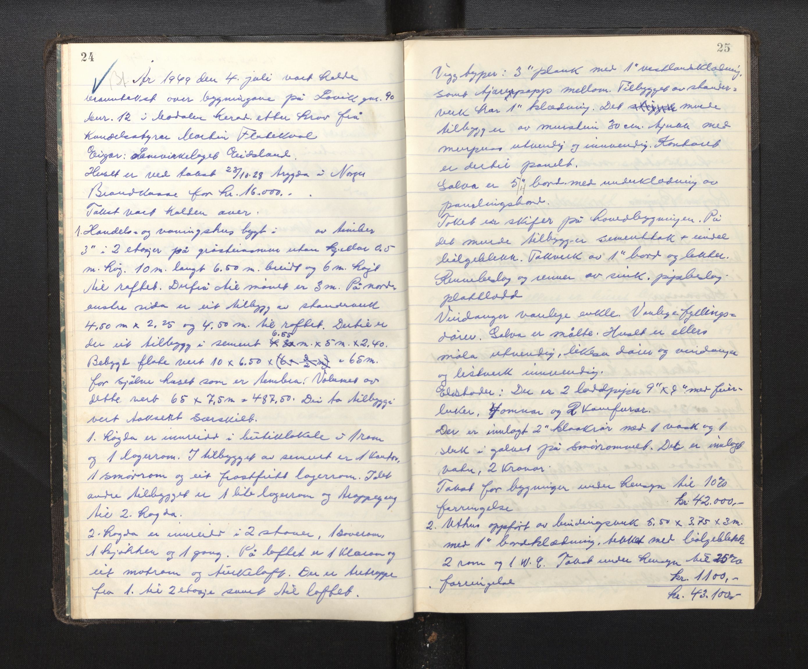 Lensmannen i Hosanger, AV/SAB-A-33001/0012/L0004: Branntakstprotokoll, 1949-1952, p. 24-25