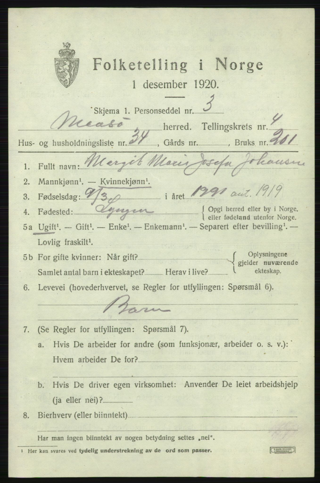SATØ, 1920 census for Måsøy, 1920, p. 2208