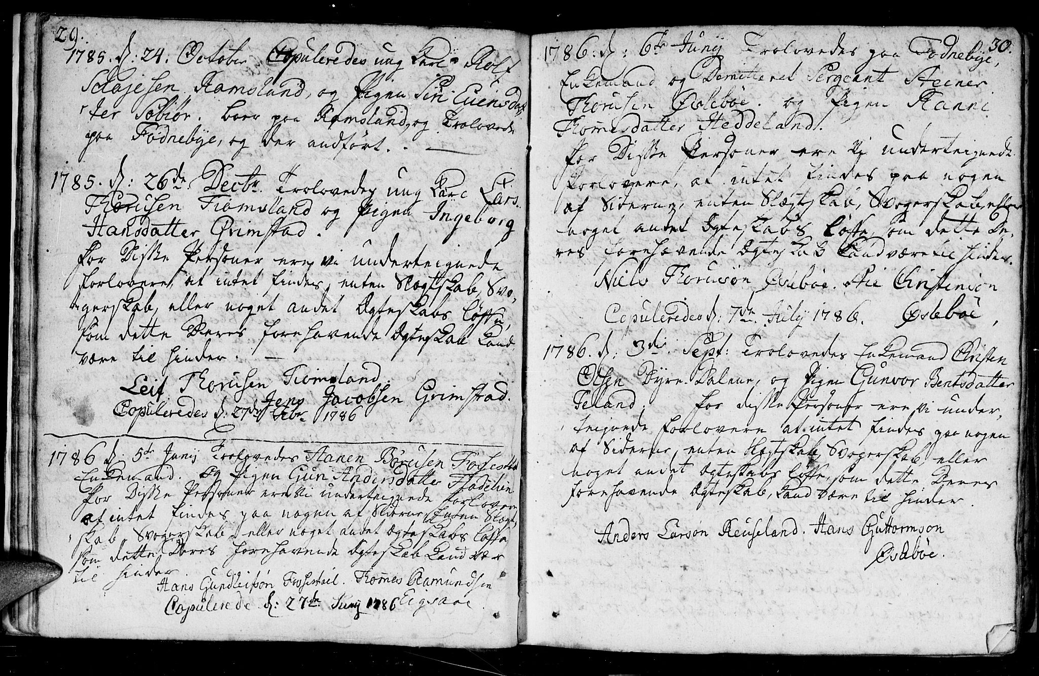 Holum sokneprestkontor, AV/SAK-1111-0022/F/Fa/Fac/L0001: Parish register (official) no. A 1, 1773-1820, p. 29-30