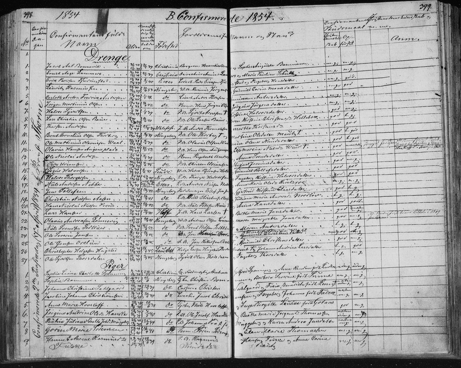 Kongsberg kirkebøker, SAKO/A-22/F/Fa/L0009: Parish register (official) no. I 9, 1839-1858, p. 398-399