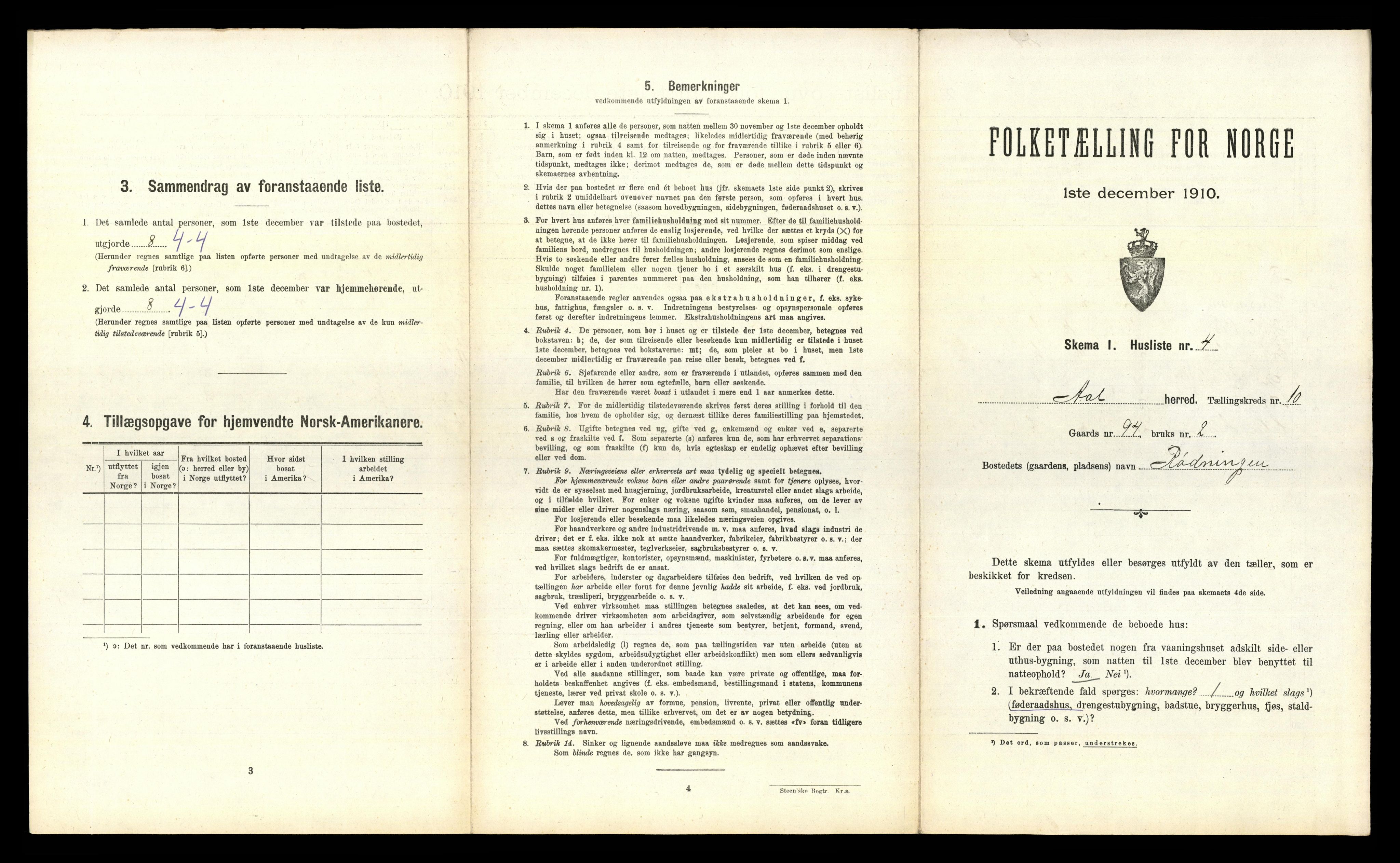 RA, 1910 census for Ål, 1910, p. 899