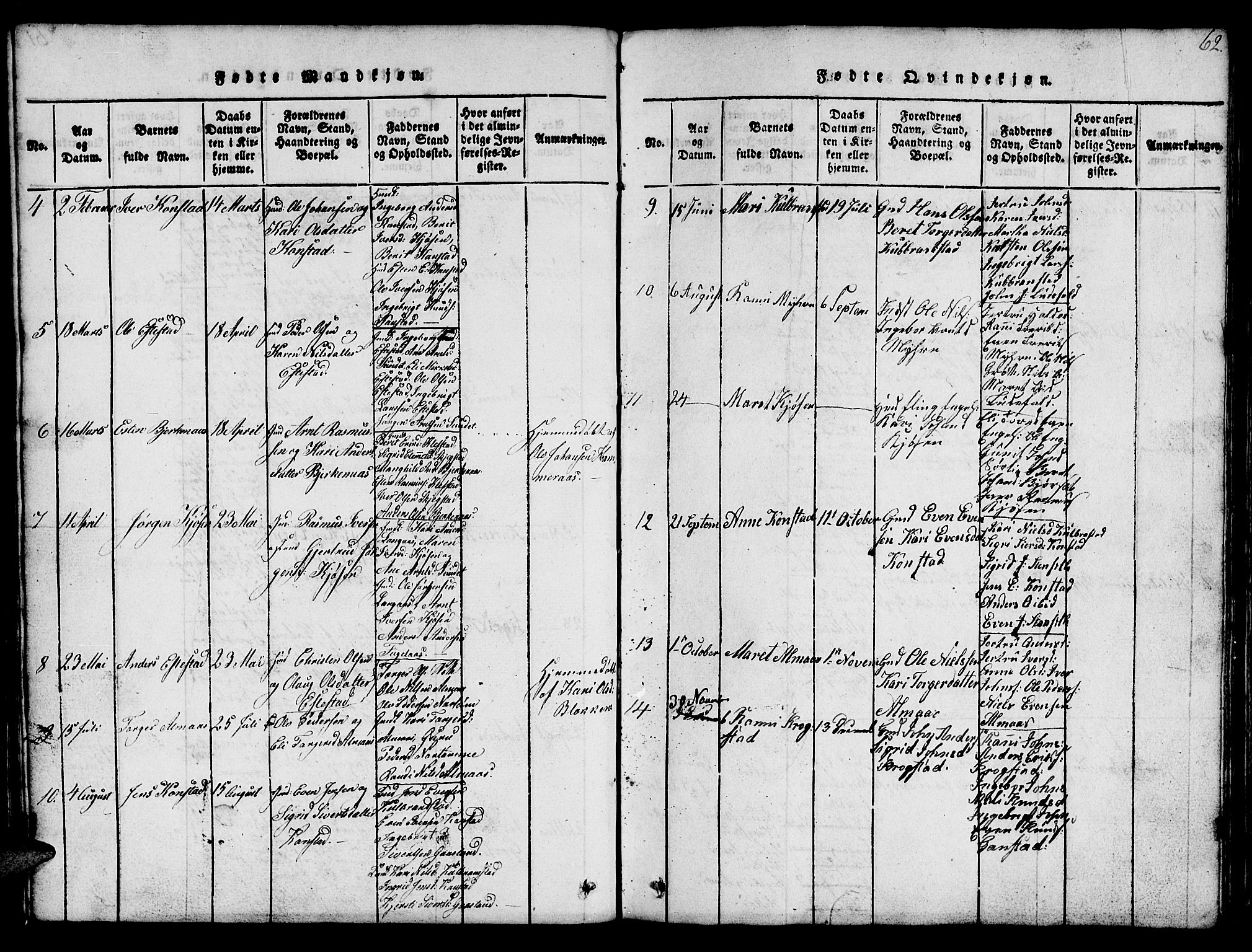 Ministerialprotokoller, klokkerbøker og fødselsregistre - Sør-Trøndelag, SAT/A-1456/694/L1130: Parish register (copy) no. 694C02, 1816-1857, p. 62