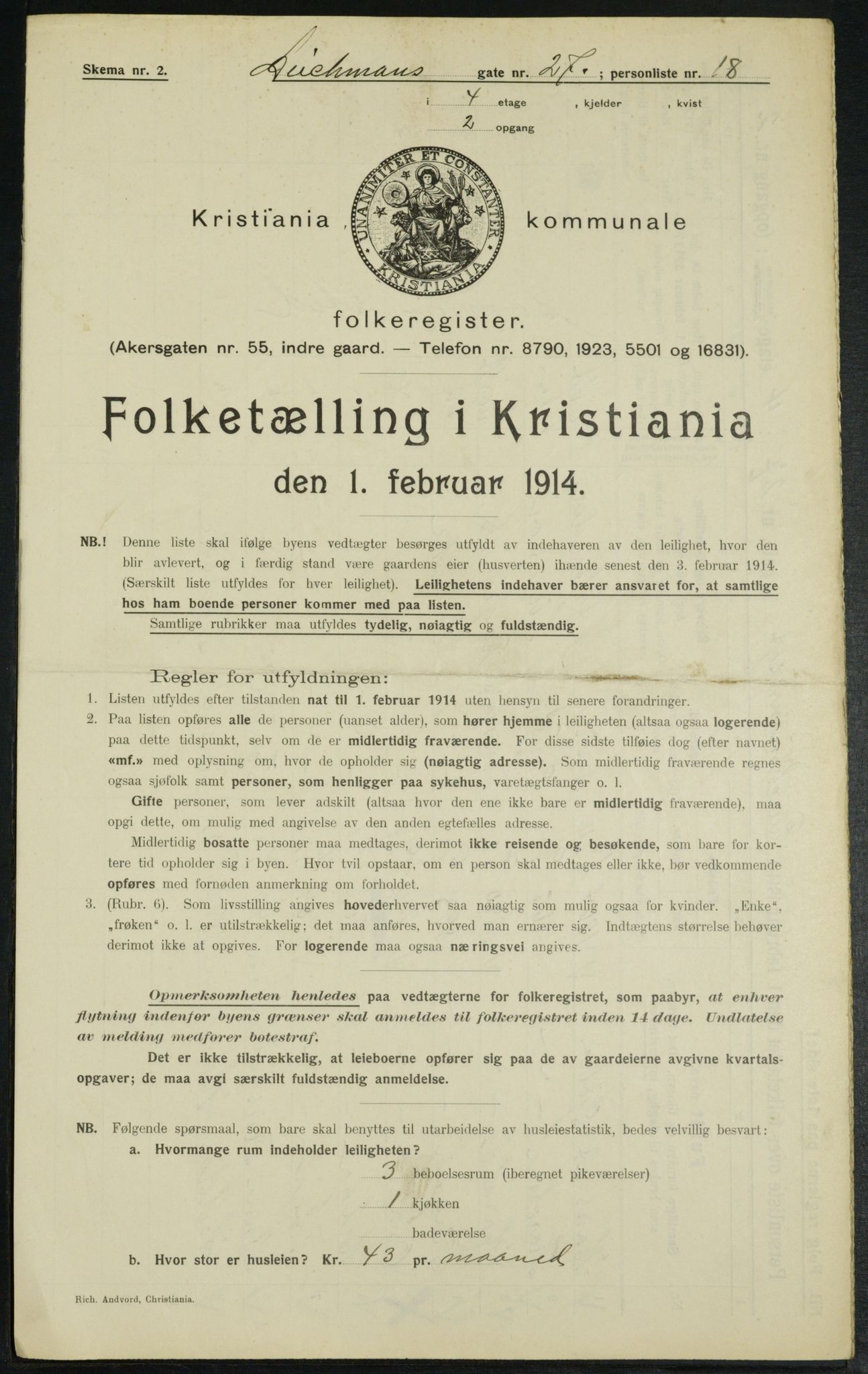 OBA, Municipal Census 1914 for Kristiania, 1914, p. 15969