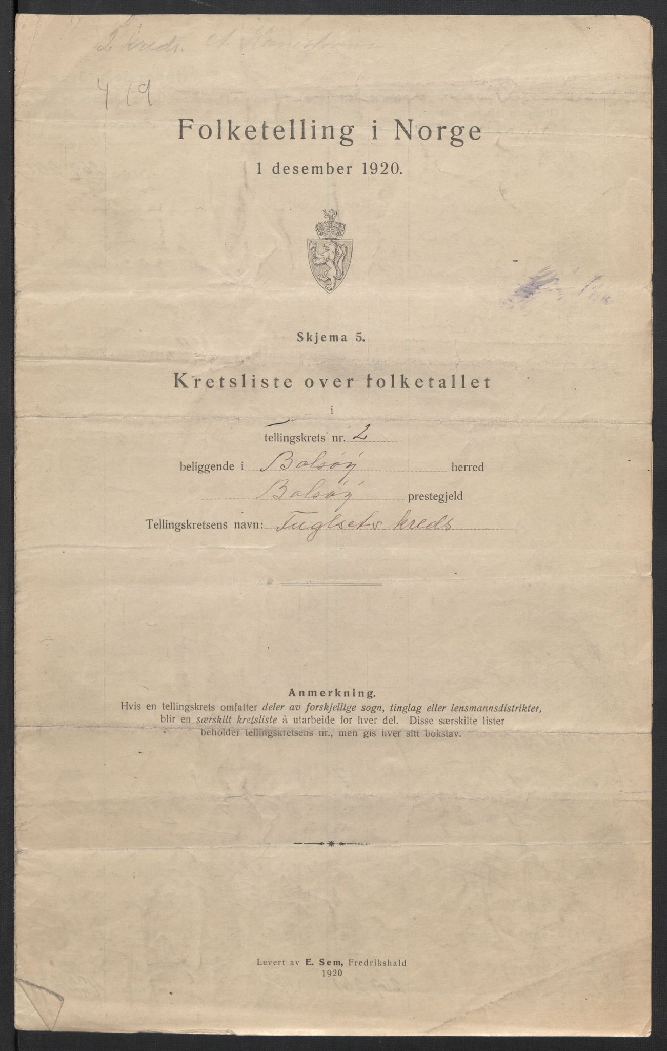 SAT, 1920 census for Bolsøy, 1920, p. 11