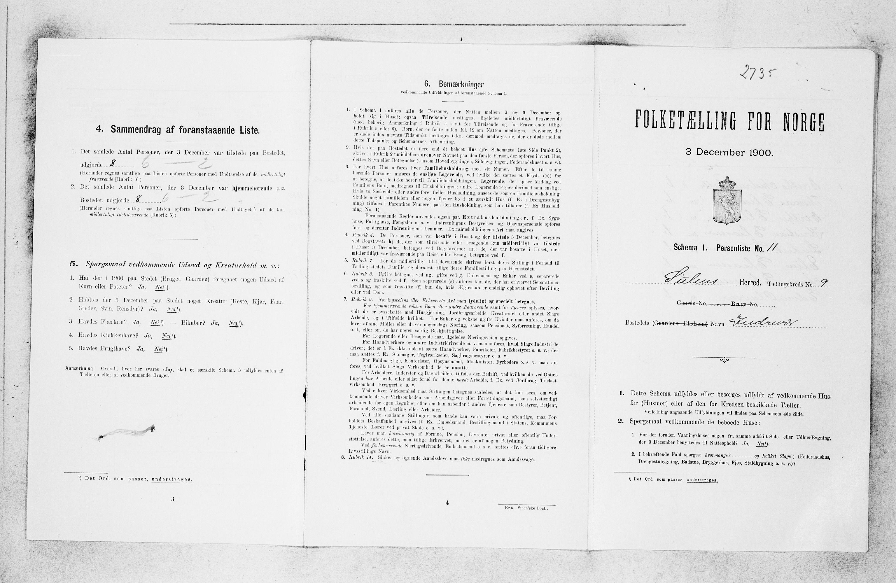 SAB, 1900 census for Solund, 1900, p. 588