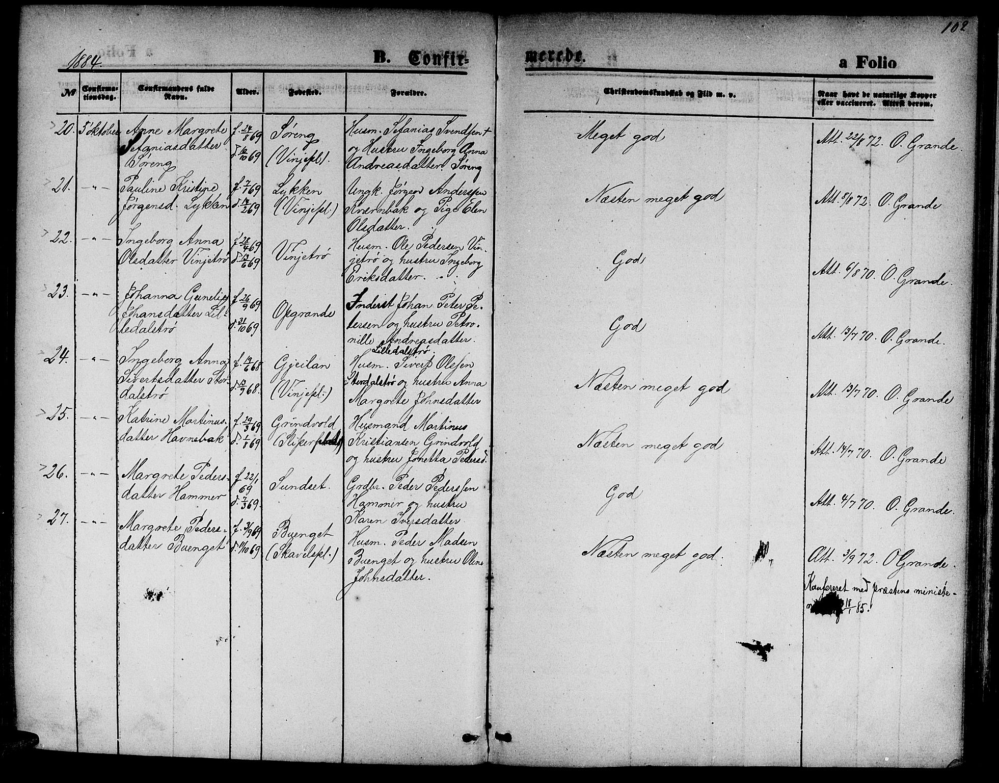 Ministerialprotokoller, klokkerbøker og fødselsregistre - Nord-Trøndelag, SAT/A-1458/733/L0326: Parish register (copy) no. 733C01, 1871-1887, p. 102