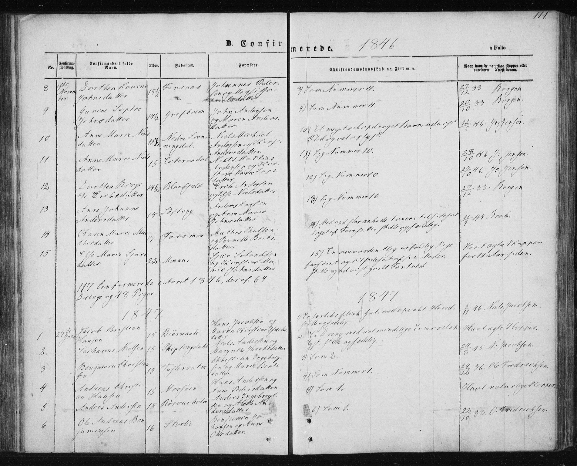 Ministerialprotokoller, klokkerbøker og fødselsregistre - Nordland, AV/SAT-A-1459/820/L0291: Parish register (official) no. 820A12, 1846-1854, p. 111