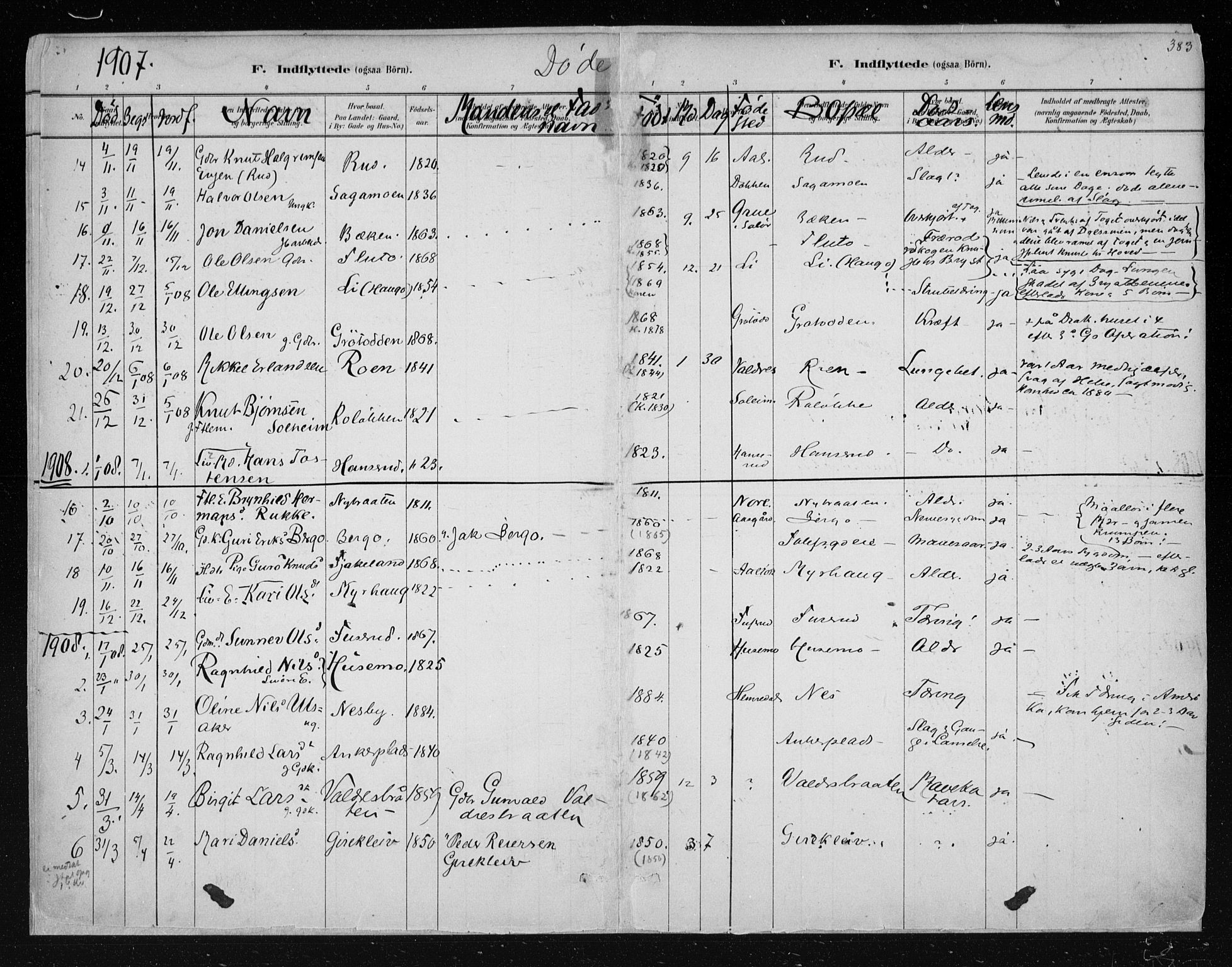 Nes kirkebøker, SAKO/A-236/F/Fa/L0011: Parish register (official) no. 11, 1881-1912, p. 383