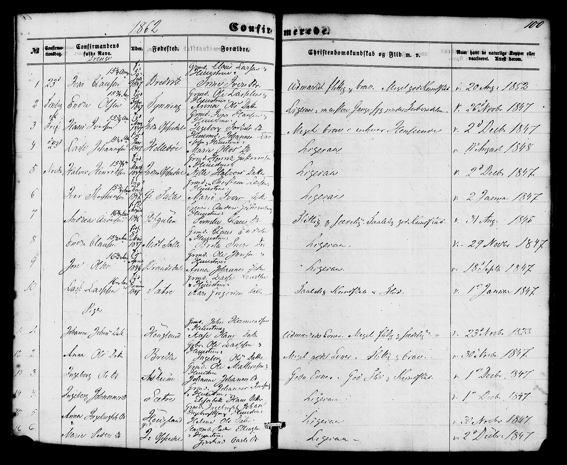 Gulen sokneprestembete, SAB/A-80201/H/Haa/Haac/L0001: Parish register (official) no. C 1, 1859-1881, p. 100