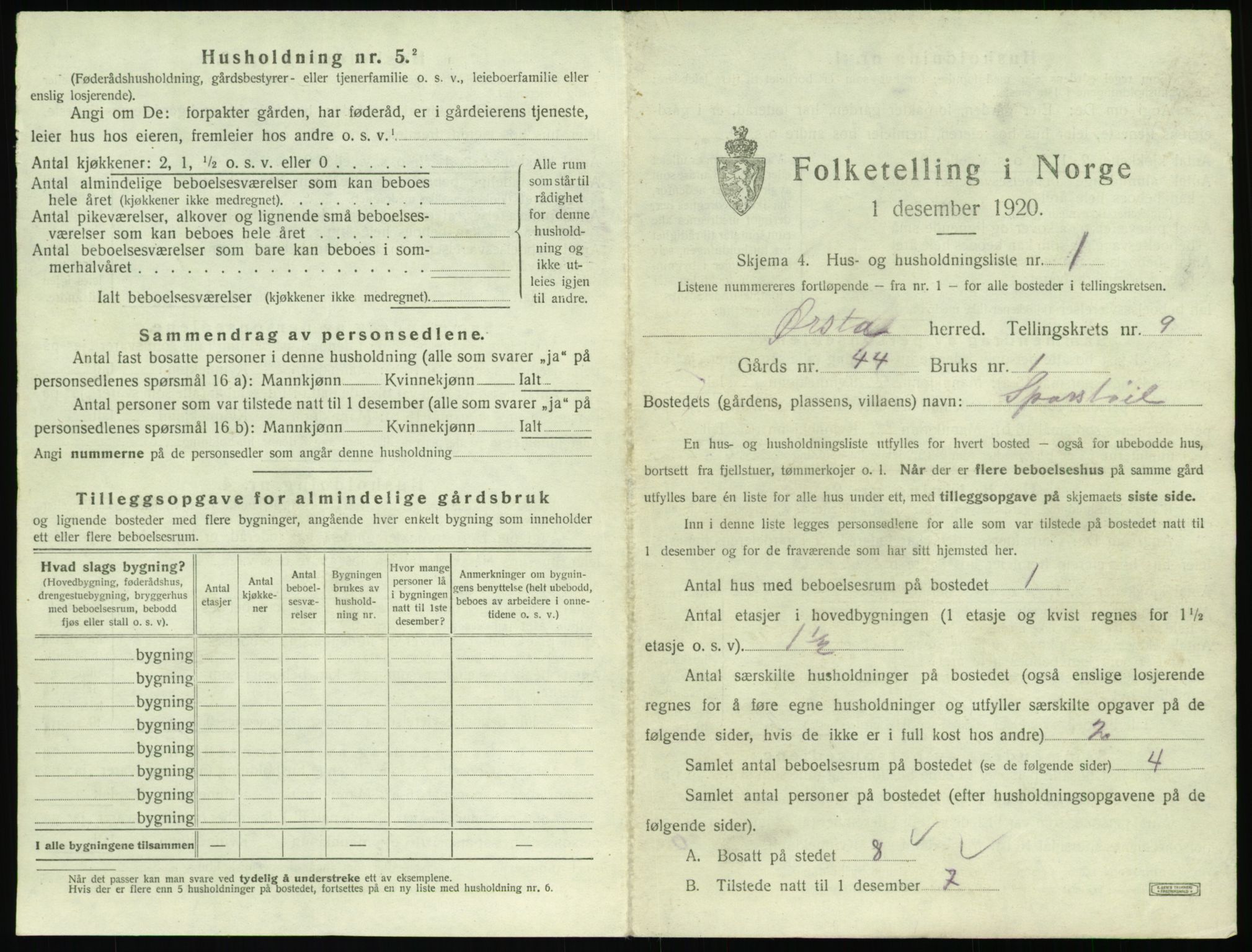 SAT, 1920 census for Ørsta, 1920, p. 836