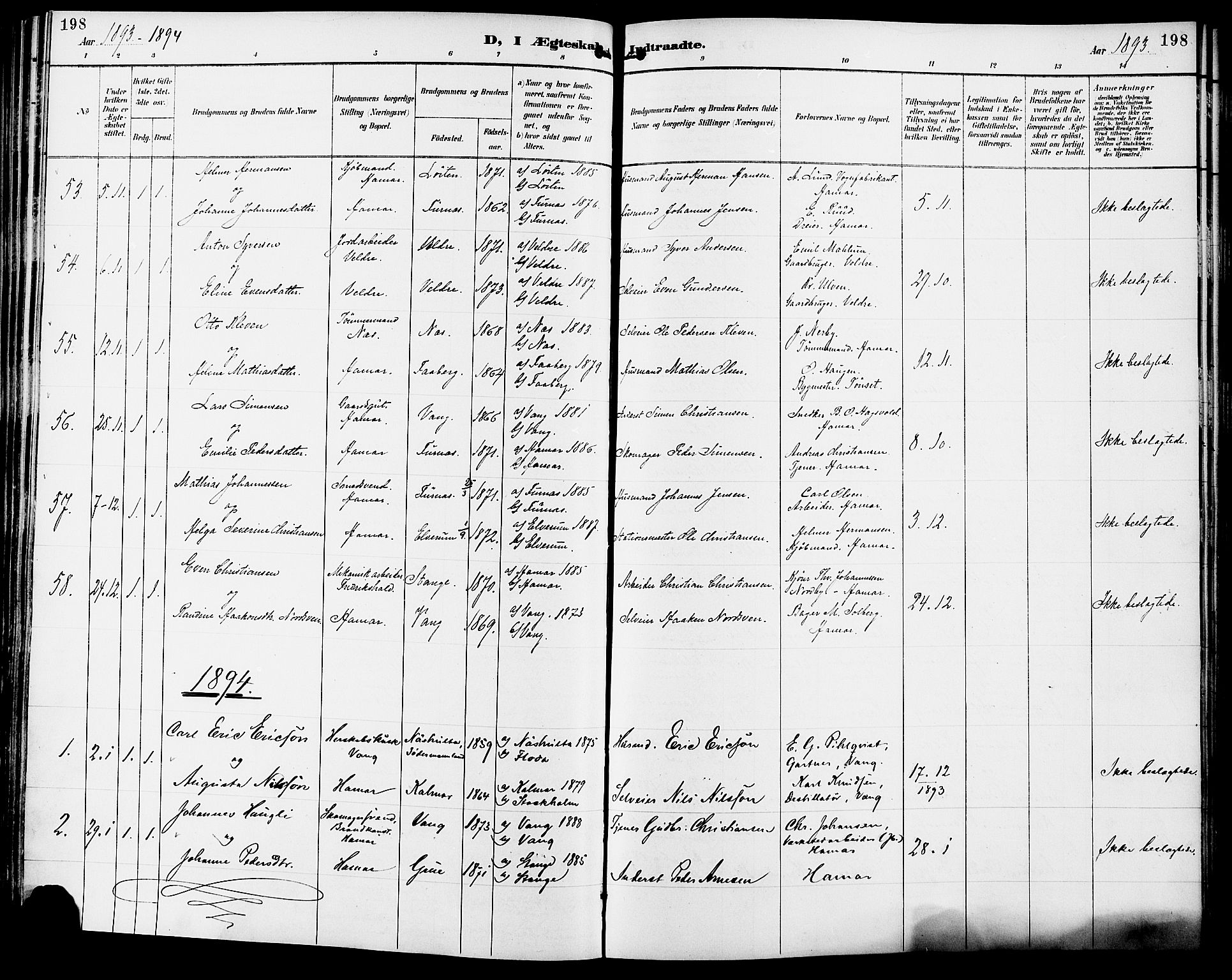 Vang prestekontor, Hedmark, AV/SAH-PREST-008/H/Ha/Haa/L0017: Parish register (official) no. 17, 1890-1899, p. 198