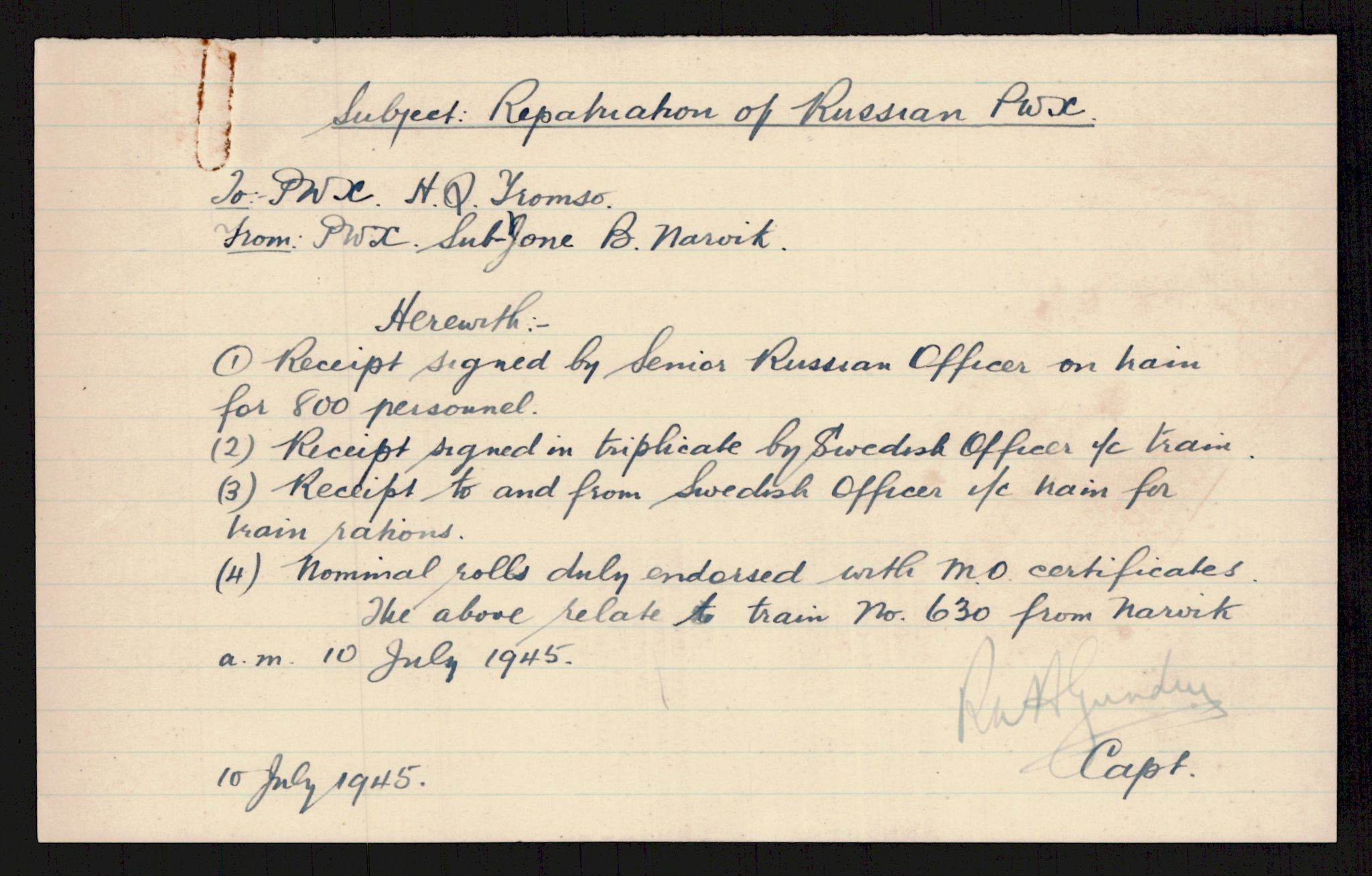 Flyktnings- og fangedirektoratet, Repatrieringskontoret, AV/RA-S-1681/D/Db/L0016: Displaced Persons (DPs) og sivile tyskere, 1945-1948, p. 923