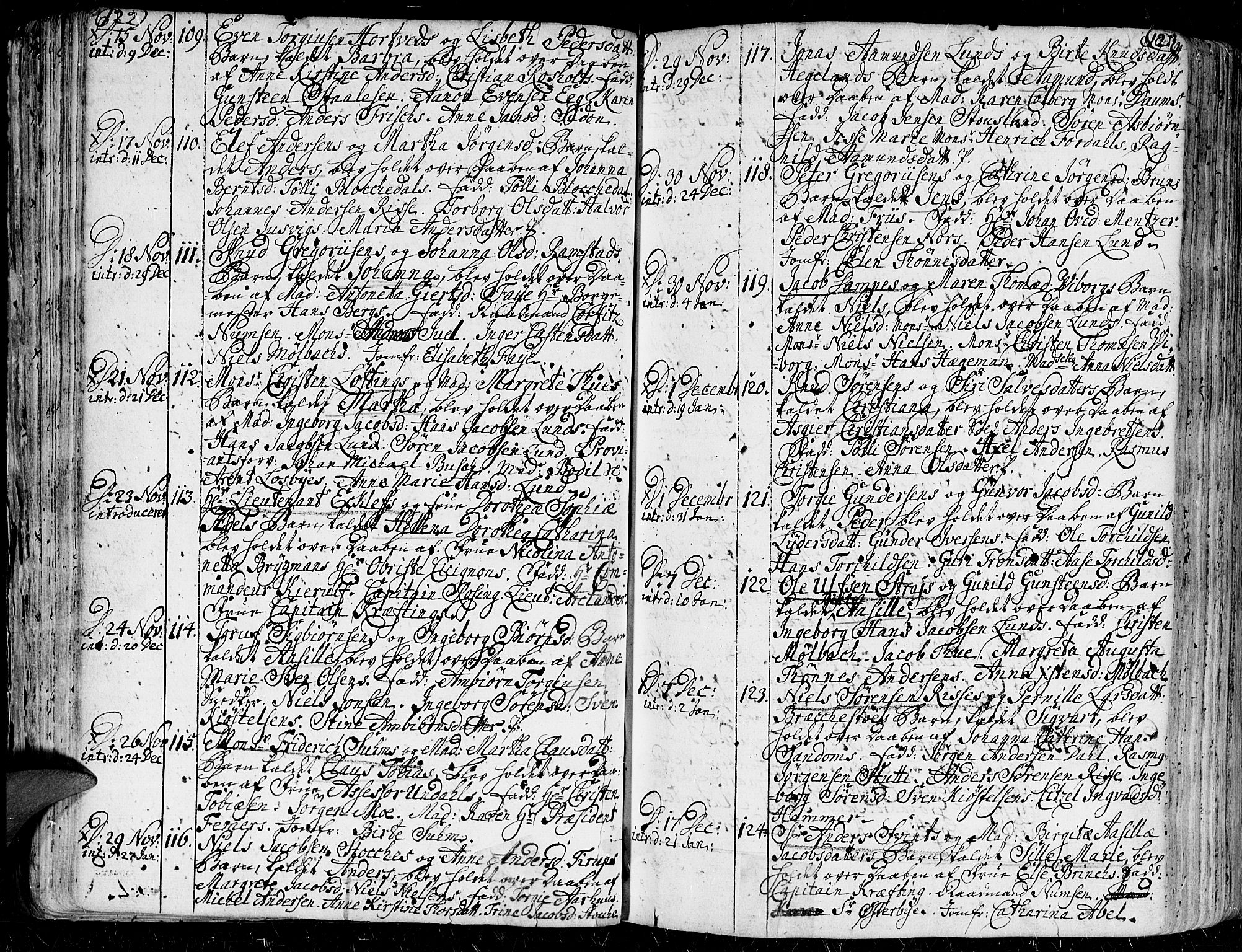 Kristiansand domprosti, AV/SAK-1112-0006/F/Fa/L0001: Parish register (official) no. A 1, 1734-1793, p. 122-123