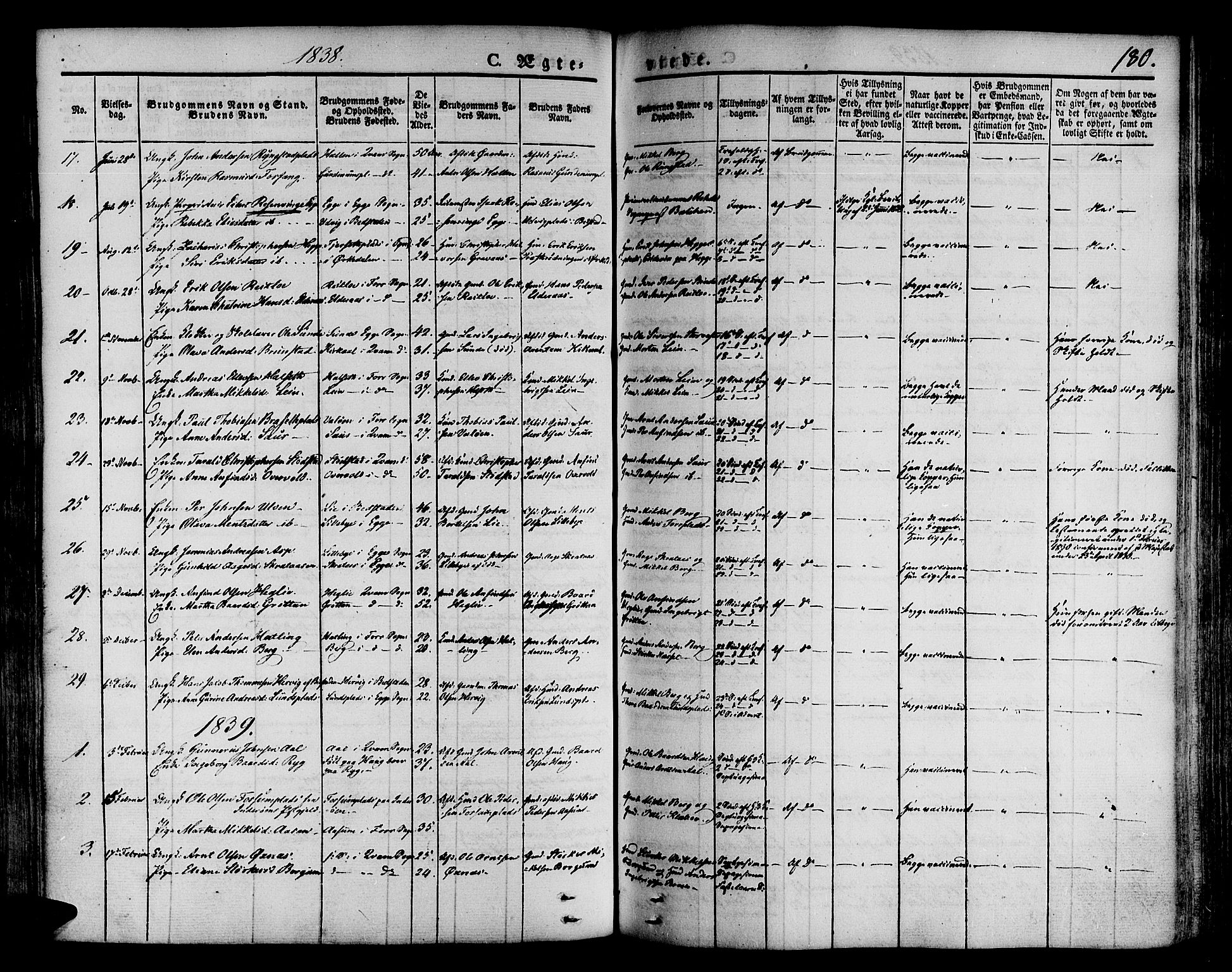 Ministerialprotokoller, klokkerbøker og fødselsregistre - Nord-Trøndelag, SAT/A-1458/746/L0445: Parish register (official) no. 746A04, 1826-1846, p. 180