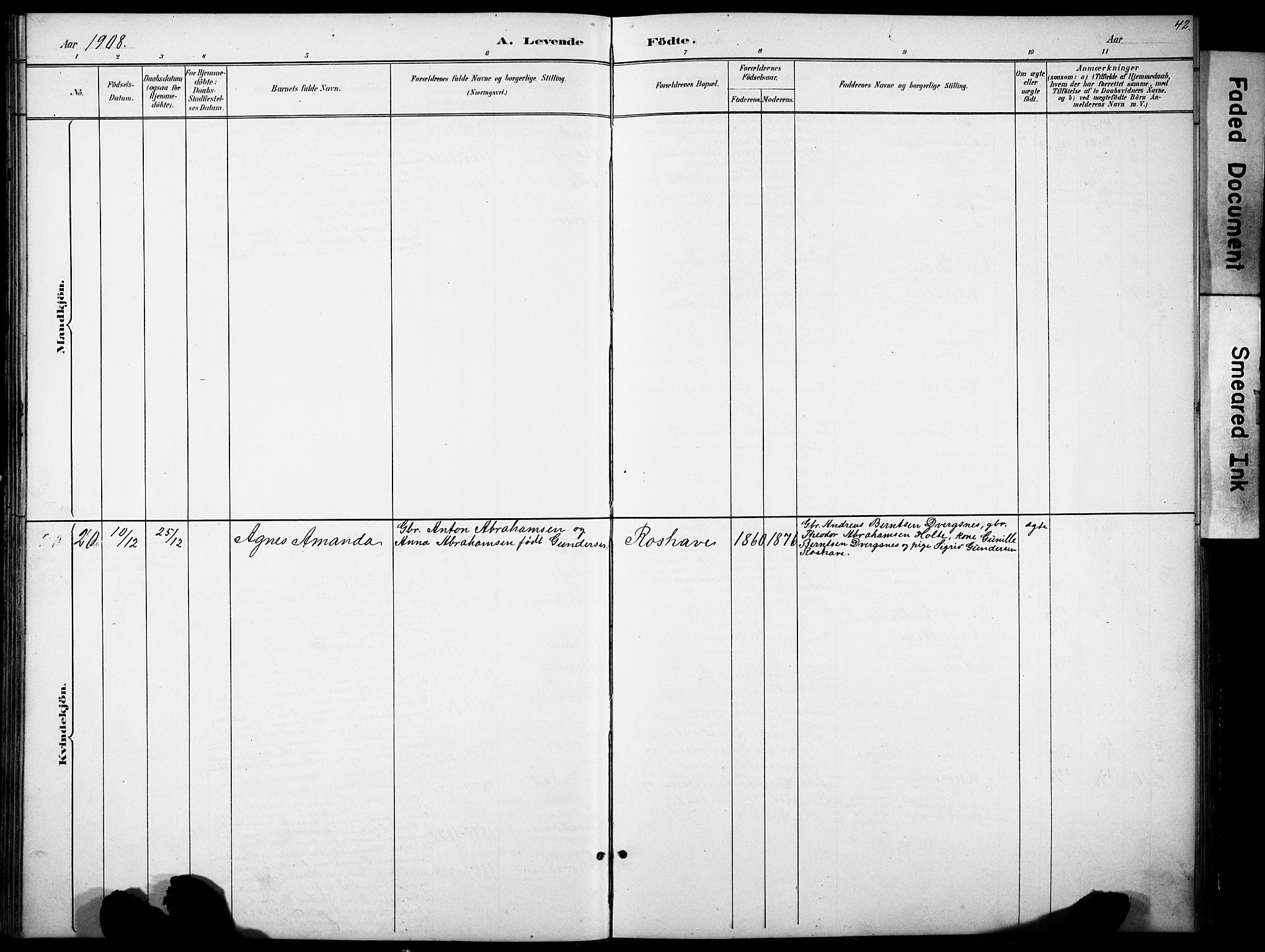 Oddernes sokneprestkontor, SAK/1111-0033/F/Fb/Fbb/L0002: Parish register (copy) no. B 2, 1889-1933, p. 42