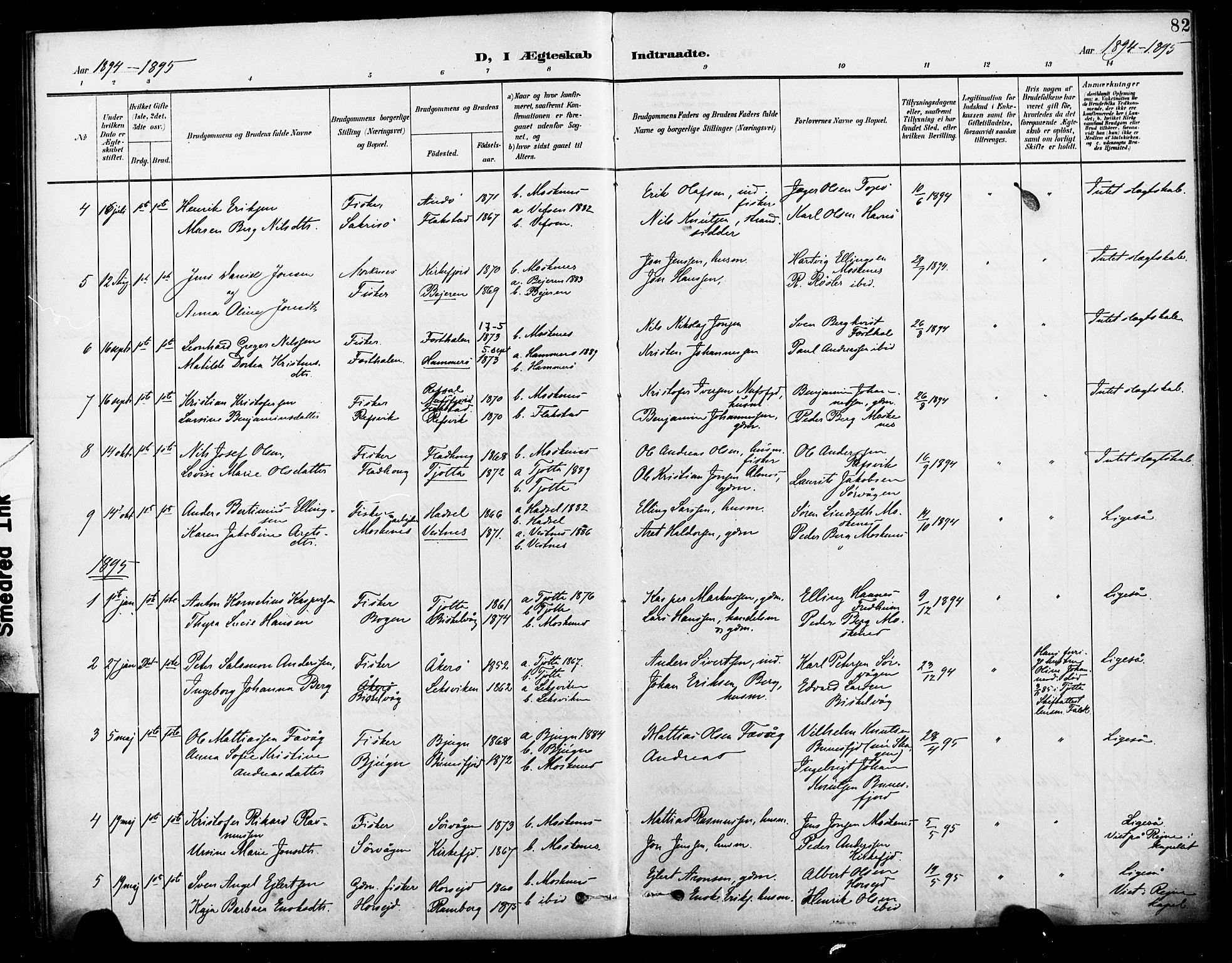 Ministerialprotokoller, klokkerbøker og fødselsregistre - Nordland, SAT/A-1459/886/L1220: Parish register (official) no. 886A02, 1892-1903, p. 82