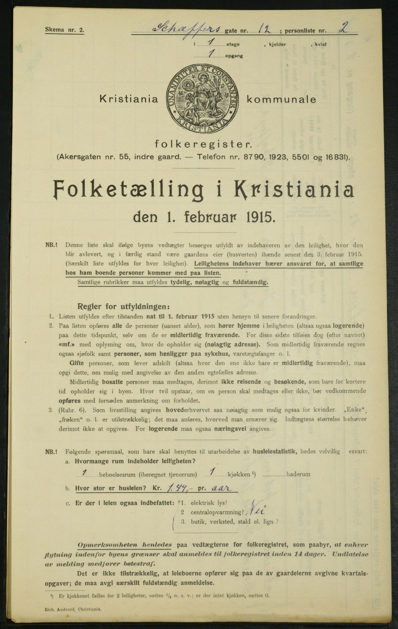 OBA, Municipal Census 1915 for Kristiania, 1915, p. 93061