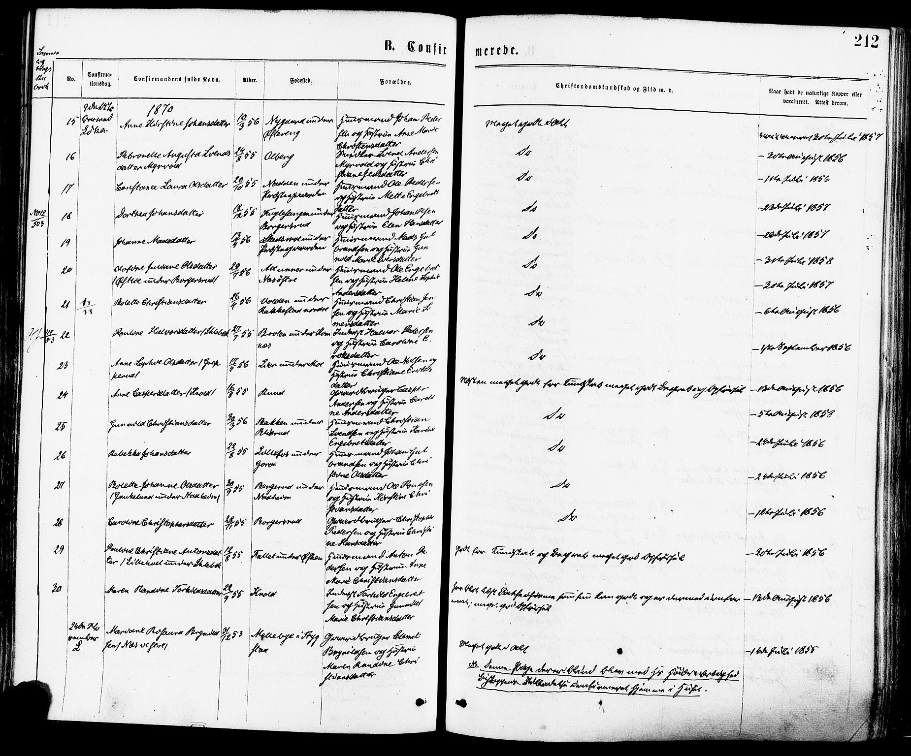 Høland prestekontor Kirkebøker, AV/SAO-A-10346a/F/Fa/L0012.a: Parish register (official) no. I 12A, 1869-1879, p. 212