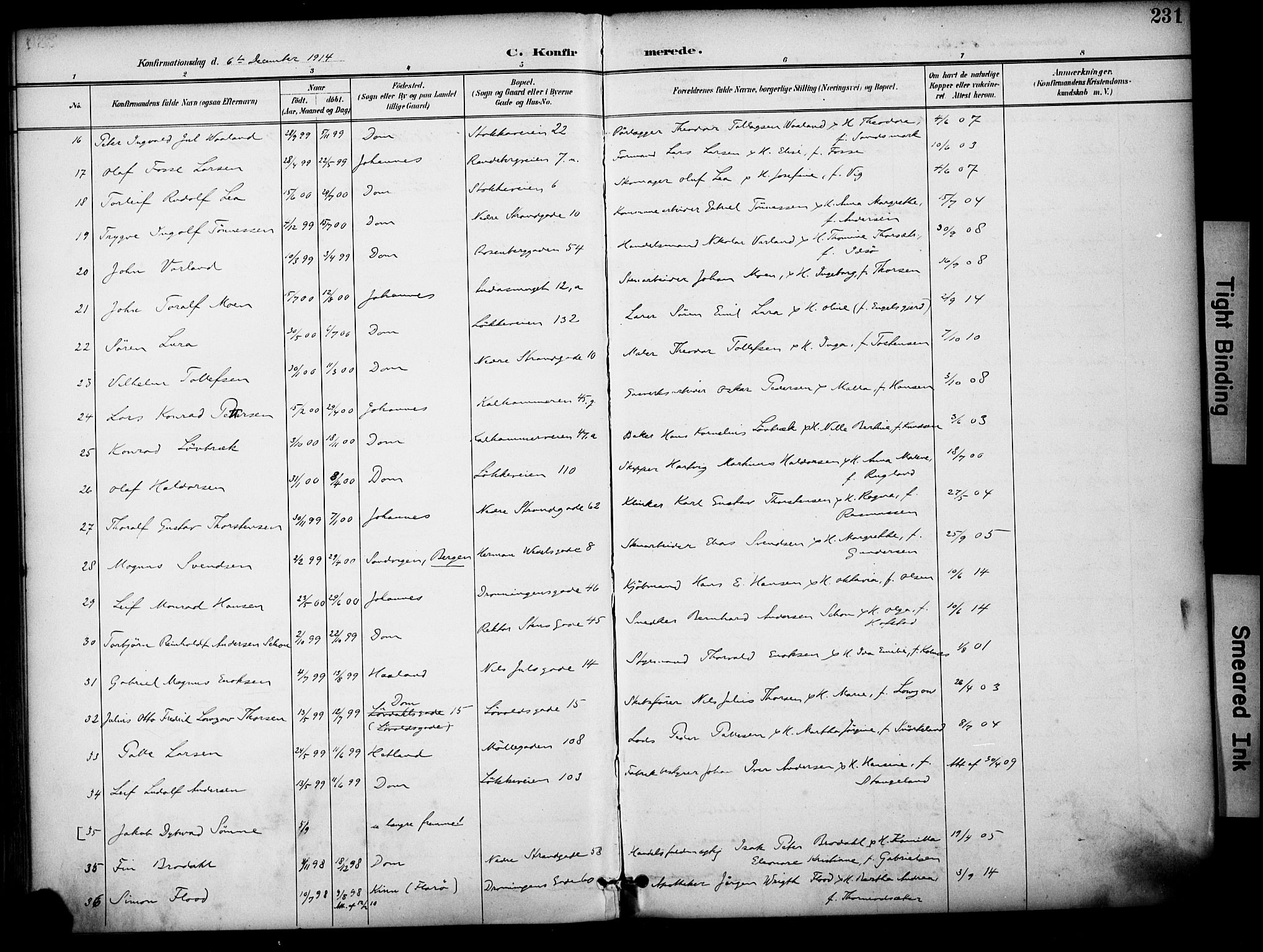 Domkirken sokneprestkontor, AV/SAST-A-101812/001/30/30BA/L0031: Parish register (official) no. A 30, 1896-1916, p. 231