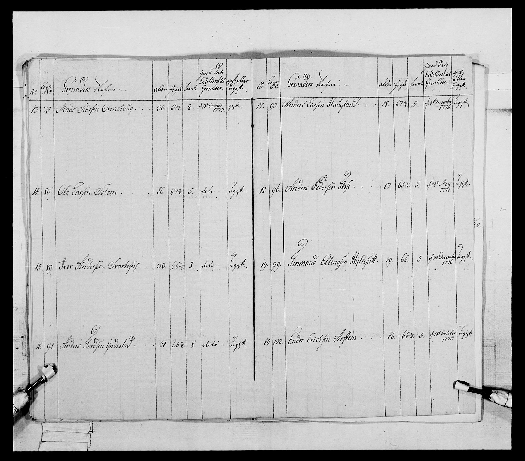 Generalitets- og kommissariatskollegiet, Det kongelige norske kommissariatskollegium, AV/RA-EA-5420/E/Eh/L0090: 1. Bergenhusiske nasjonale infanteriregiment, 1774-1780, p. 232