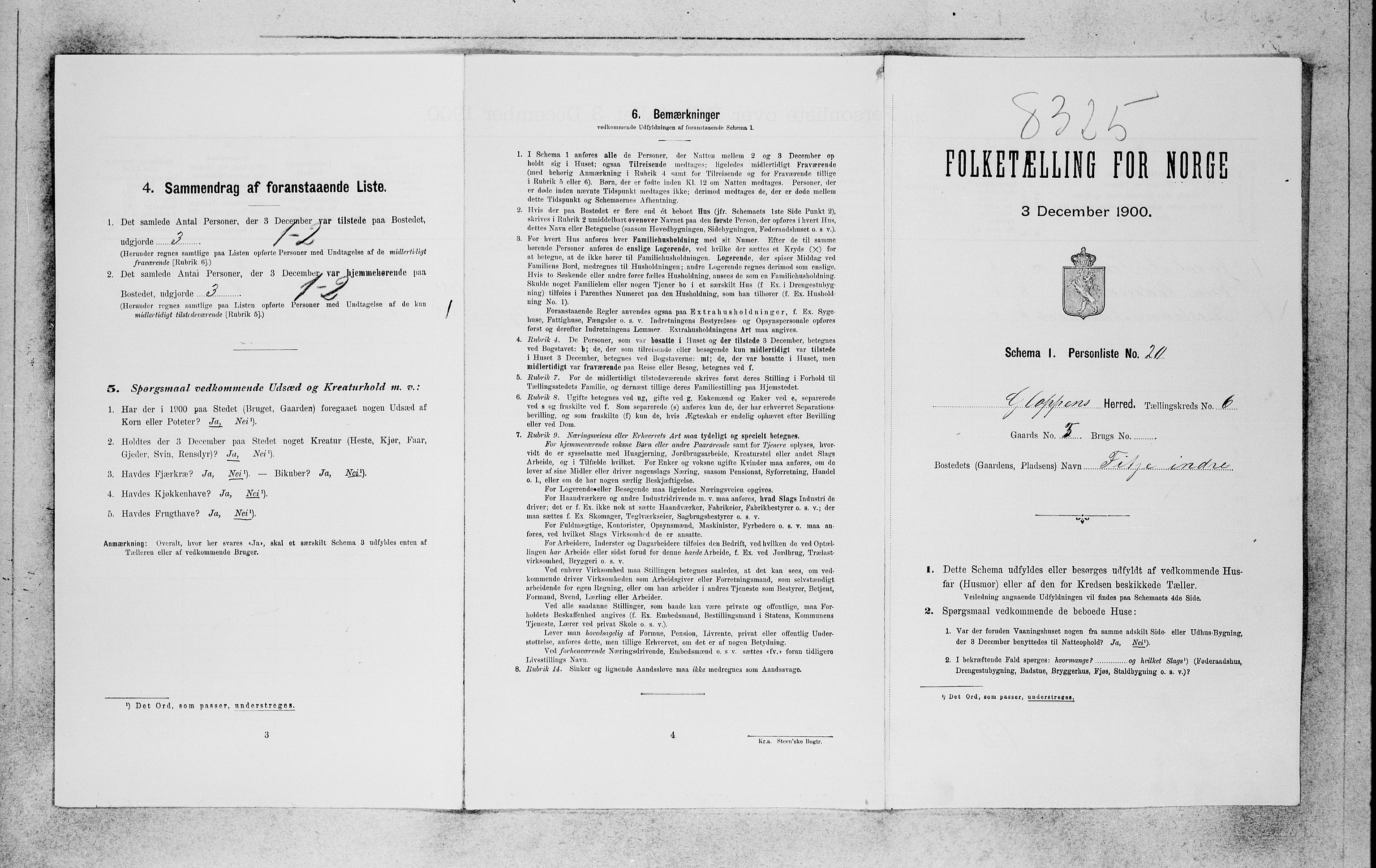 SAB, 1900 census for Gloppen, 1900, p. 647