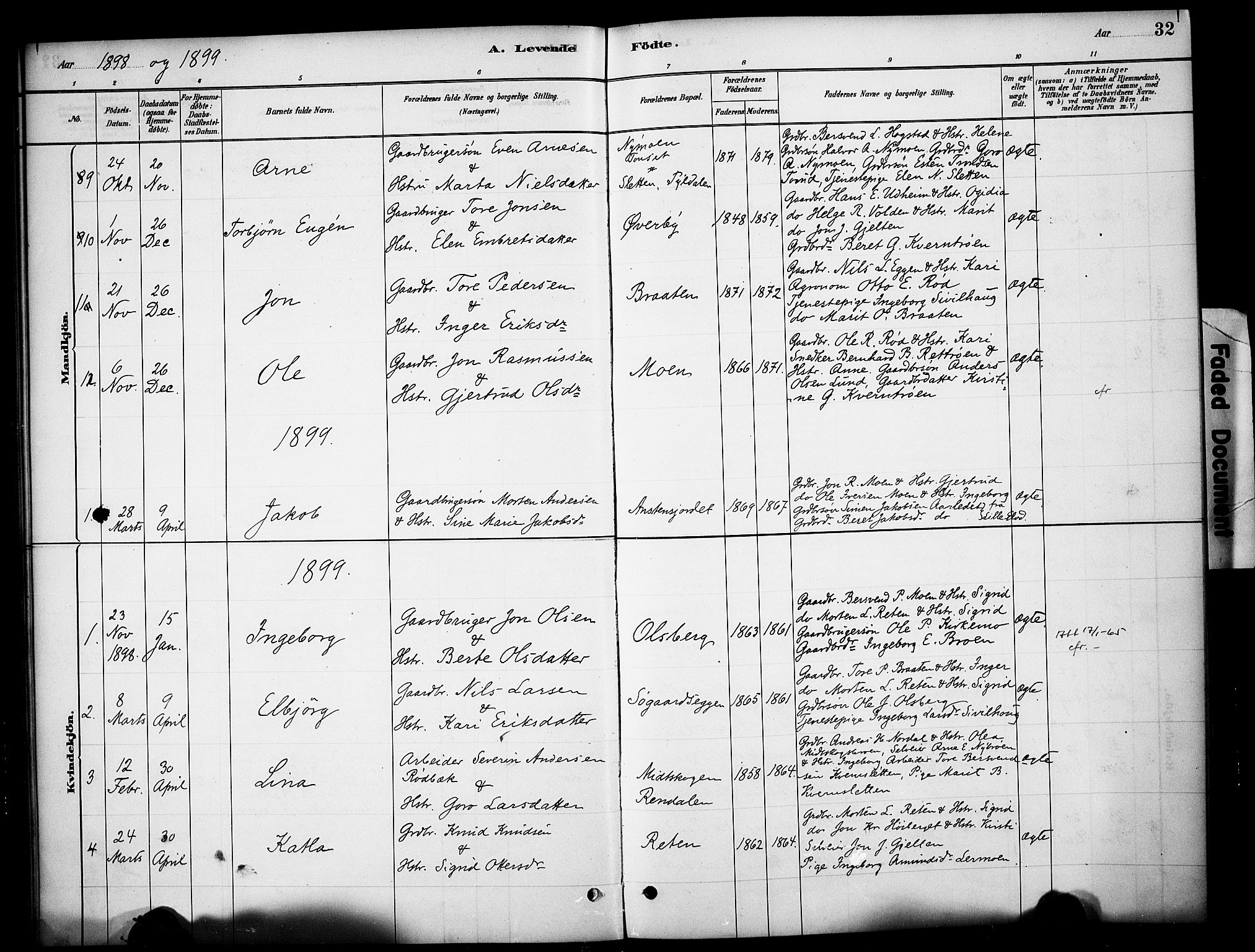 Tynset prestekontor, SAH/PREST-058/H/Ha/Haa/L0023: Parish register (official) no. 23, 1880-1901, p. 32