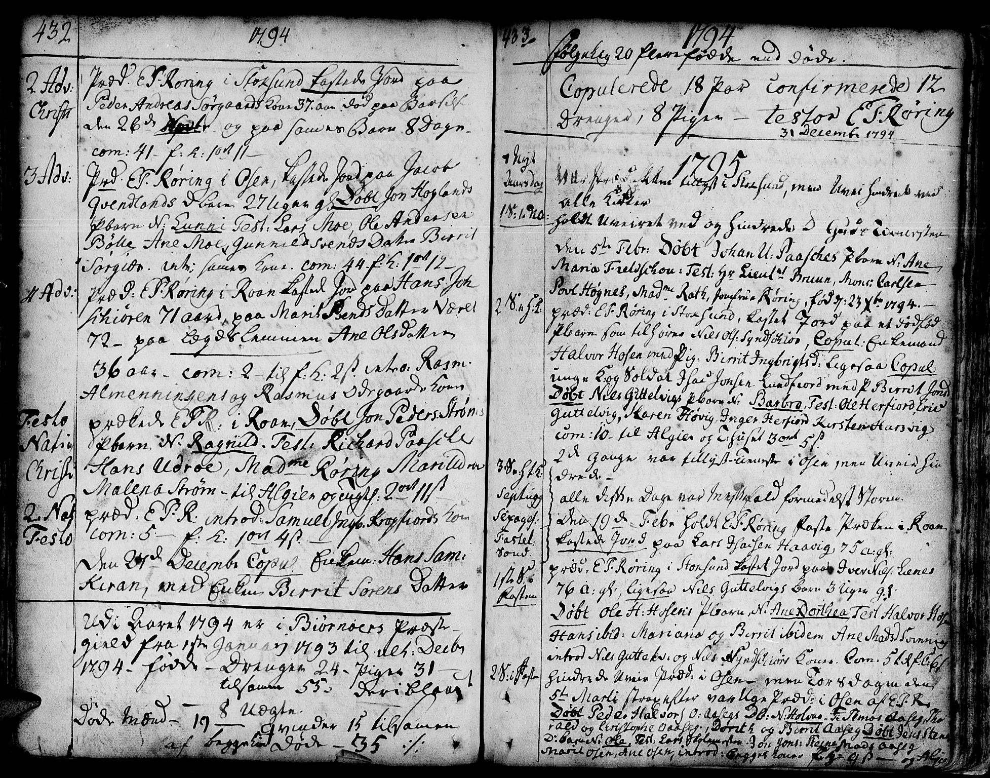Ministerialprotokoller, klokkerbøker og fødselsregistre - Sør-Trøndelag, SAT/A-1456/657/L0700: Parish register (official) no. 657A01, 1732-1801, p. 432-433